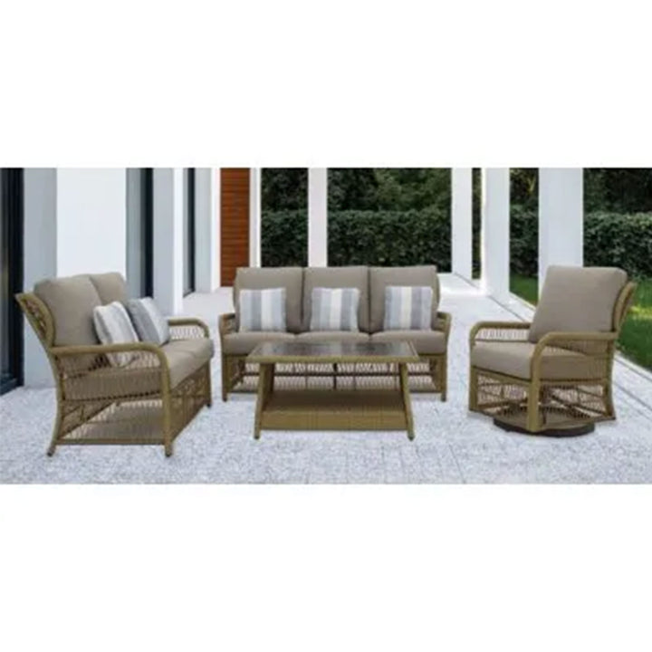 Four Seasons Courtyard Positano Wicker Cushioned Loveseat w/ 2 Accessory Pillows - VMInnovations