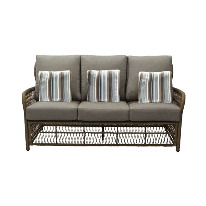 Four Seasons Courtyard Positano 3 Seater All Weather Wicker Loveseat, Beige - VMInnovations