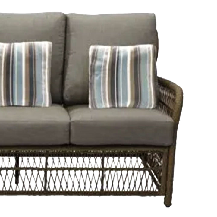 Four Seasons Courtyard Positano 3 Seater All Weather Wicker Loveseat, Beige - VMInnovations