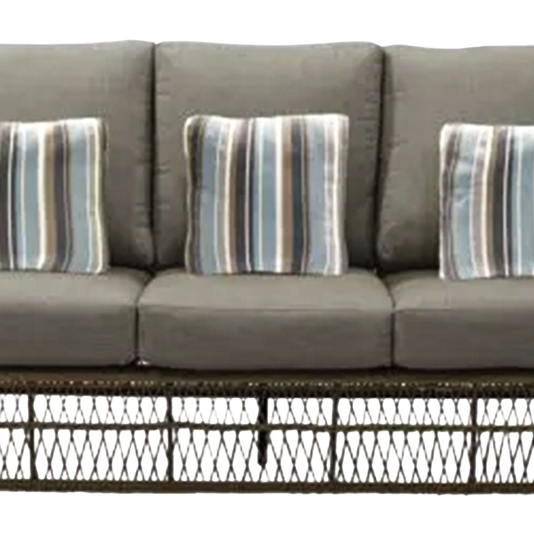 Four Seasons Courtyard Positano 3 Seater All Weather Wicker Loveseat, Beige - VMInnovations