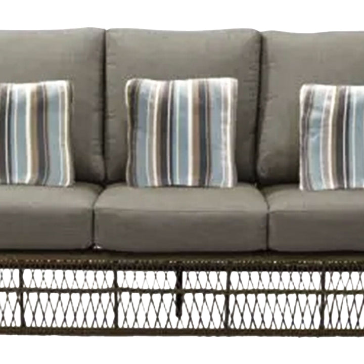 Four Seasons Courtyard Positano 3 Seater All Weather Wicker Loveseat, Beige - VMInnovations