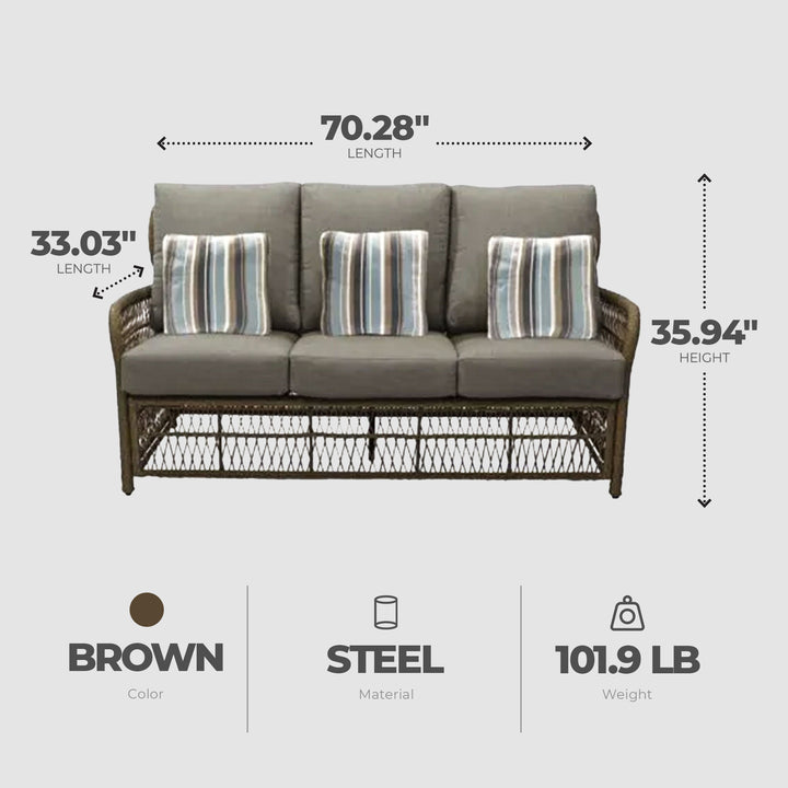 Four Seasons Courtyard Positano 3 Seater All Weather Wicker Loveseat, Beige - VMInnovations