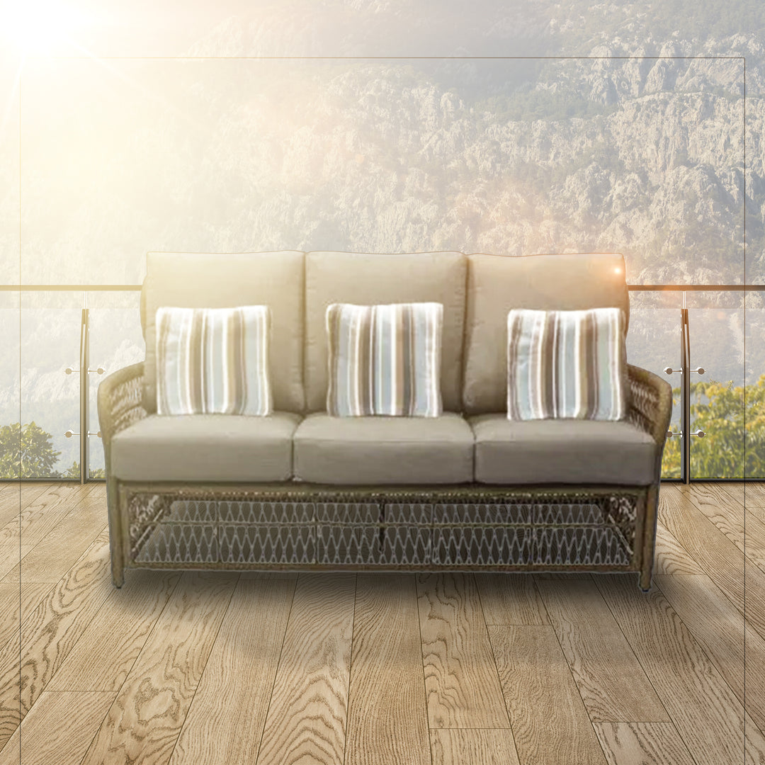 Four Seasons Courtyard Positano 3 Seater All Weather Wicker Loveseat, Beige - VMInnovations