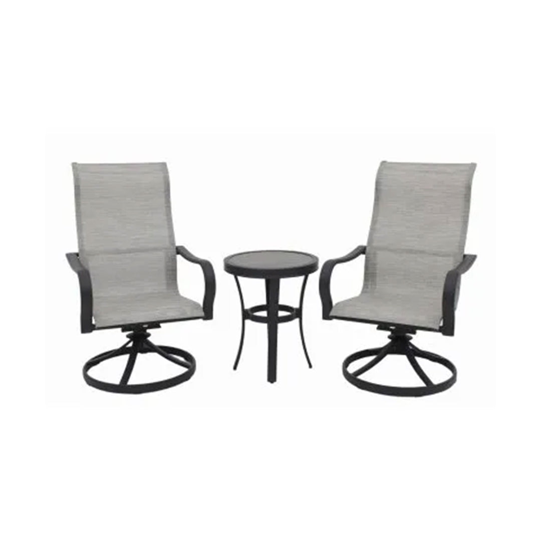 Four Seasons Courtyard Palermo 3 Piece Aluminum Bistro Set with Swivel Rockers - VMInnovations