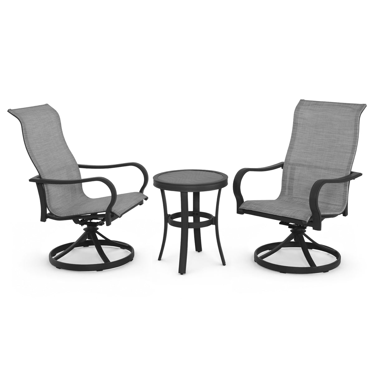 Four Seasons Courtyard Palermo 3 Piece Aluminum Bistro Set with Swivel Rockers