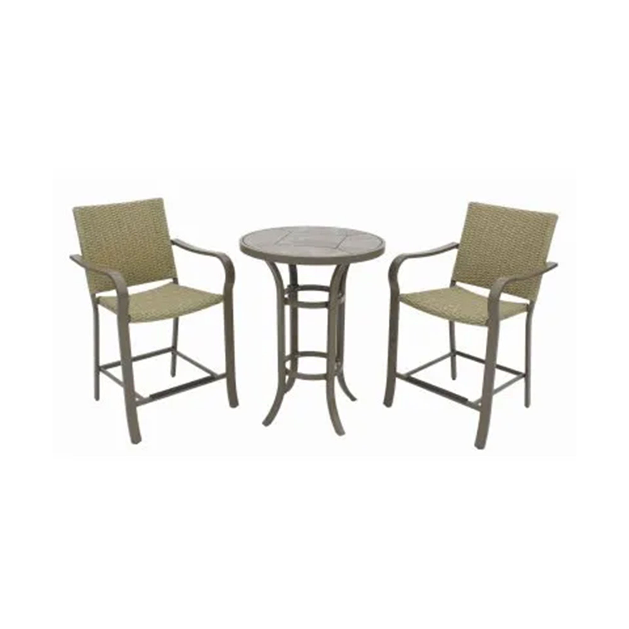 Four Seasons Courtyard Amalfi 3 Piece Balcony Height Outdoor Dining Set, Beige - VMInnovations