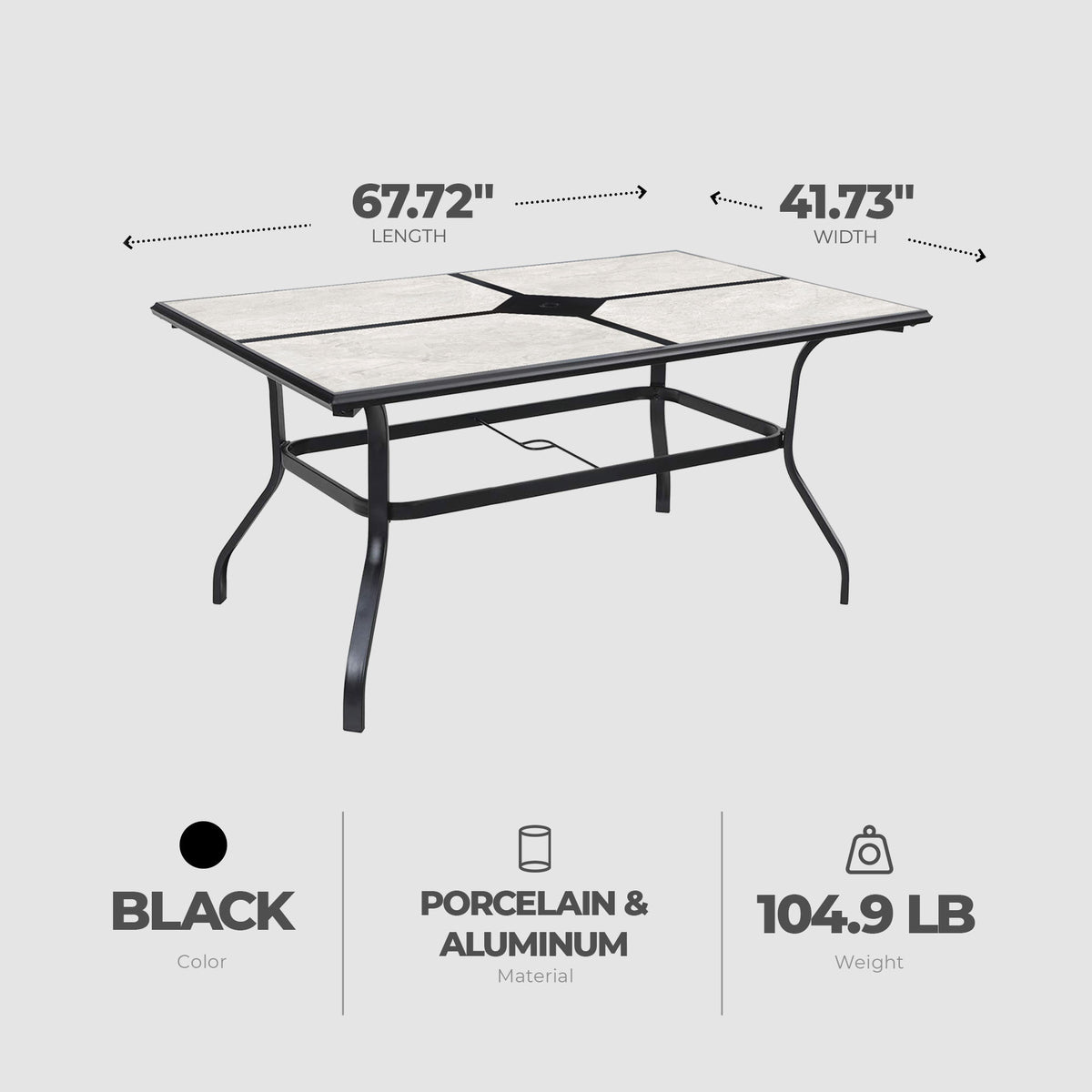 Four Seasons Courtyard Drop In Tile Dining Table with Porcelain Top (Used)