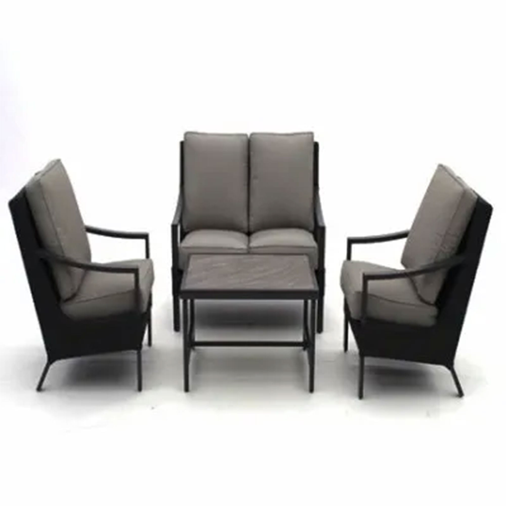 Four Seasons Courtyard Wilmette 4 Piece Sleek Deep Seating Chat Set, Neutral - VMInnovations