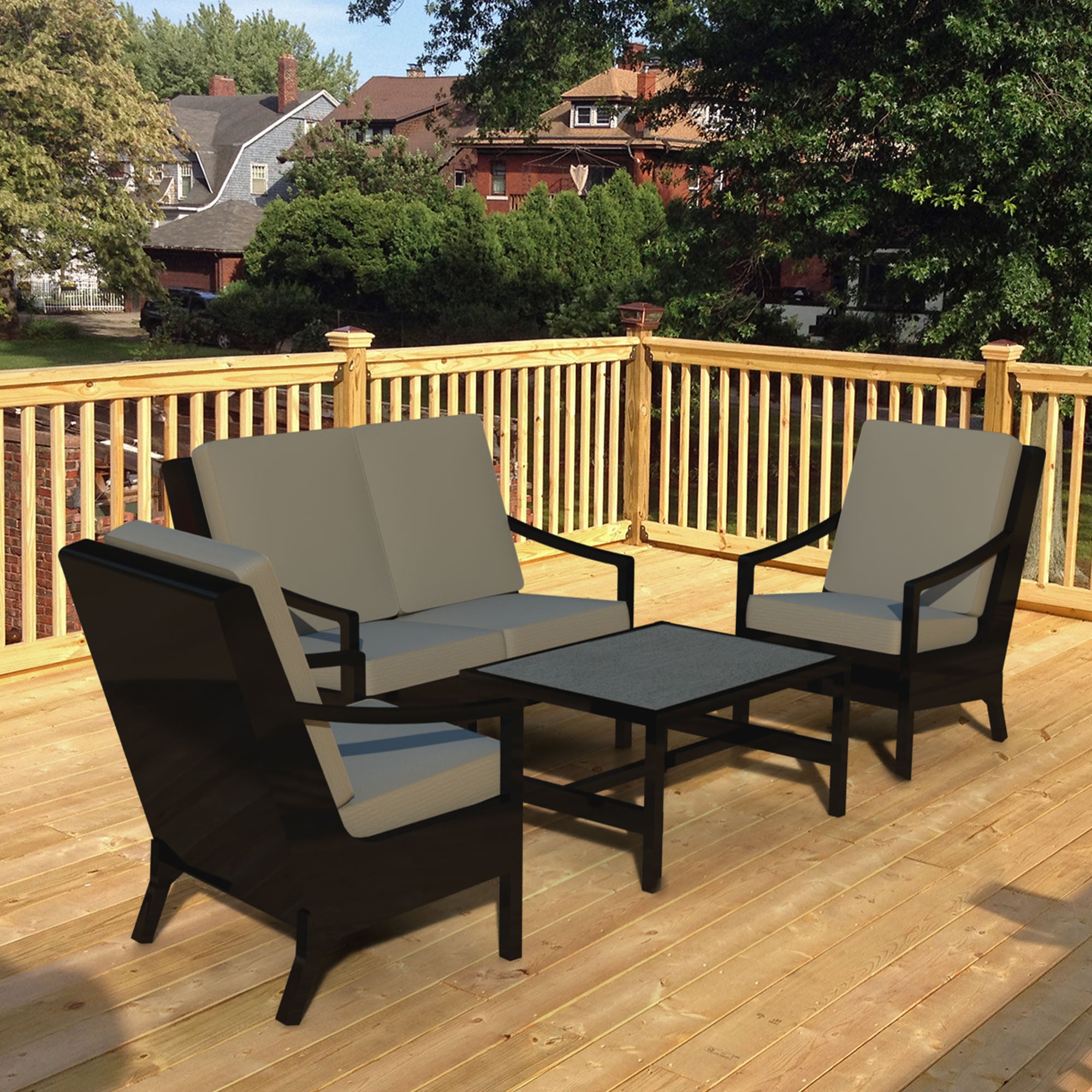 Four Seasons Courtyard Wilmette 4 Piece Sleek Deep Seating Chat Set, Neutral - VMInnovations