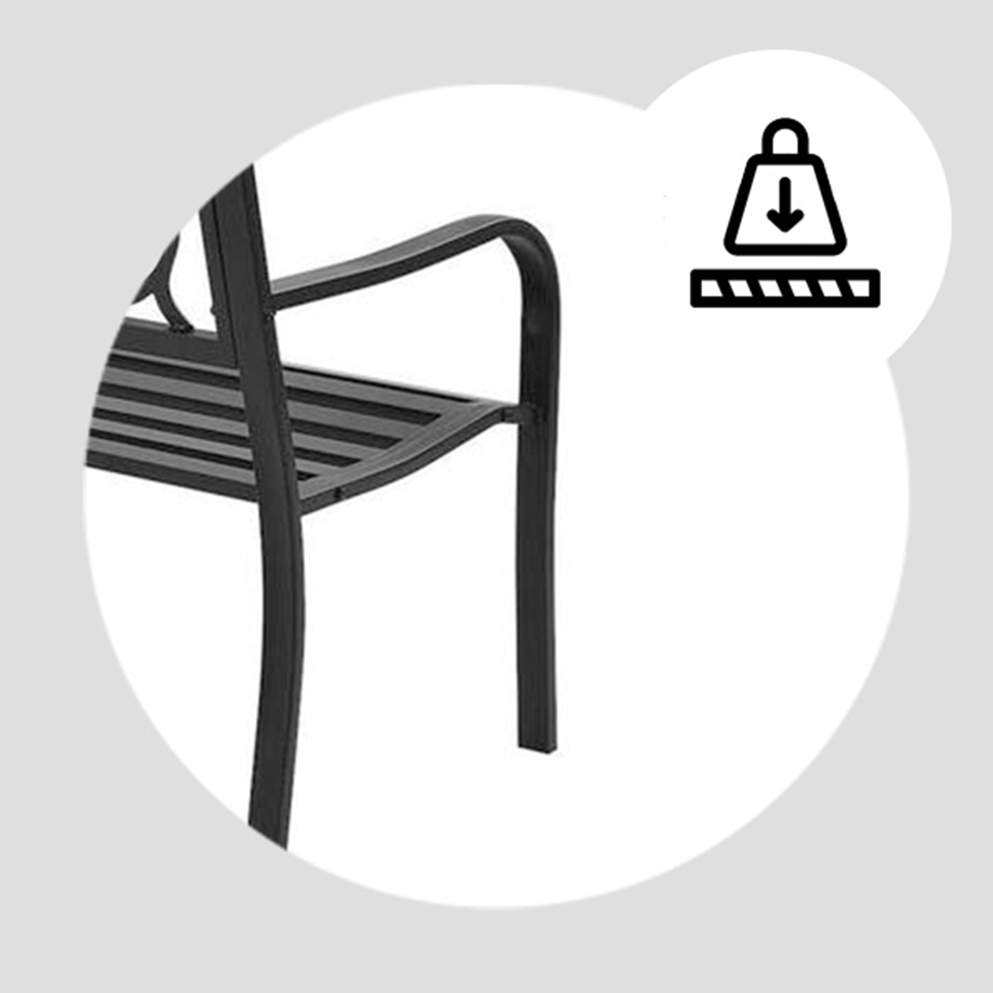 Four Seasons Courtyard Welcome Steel Park Bench with 500 Pound Capacity, Black - VMInnovations