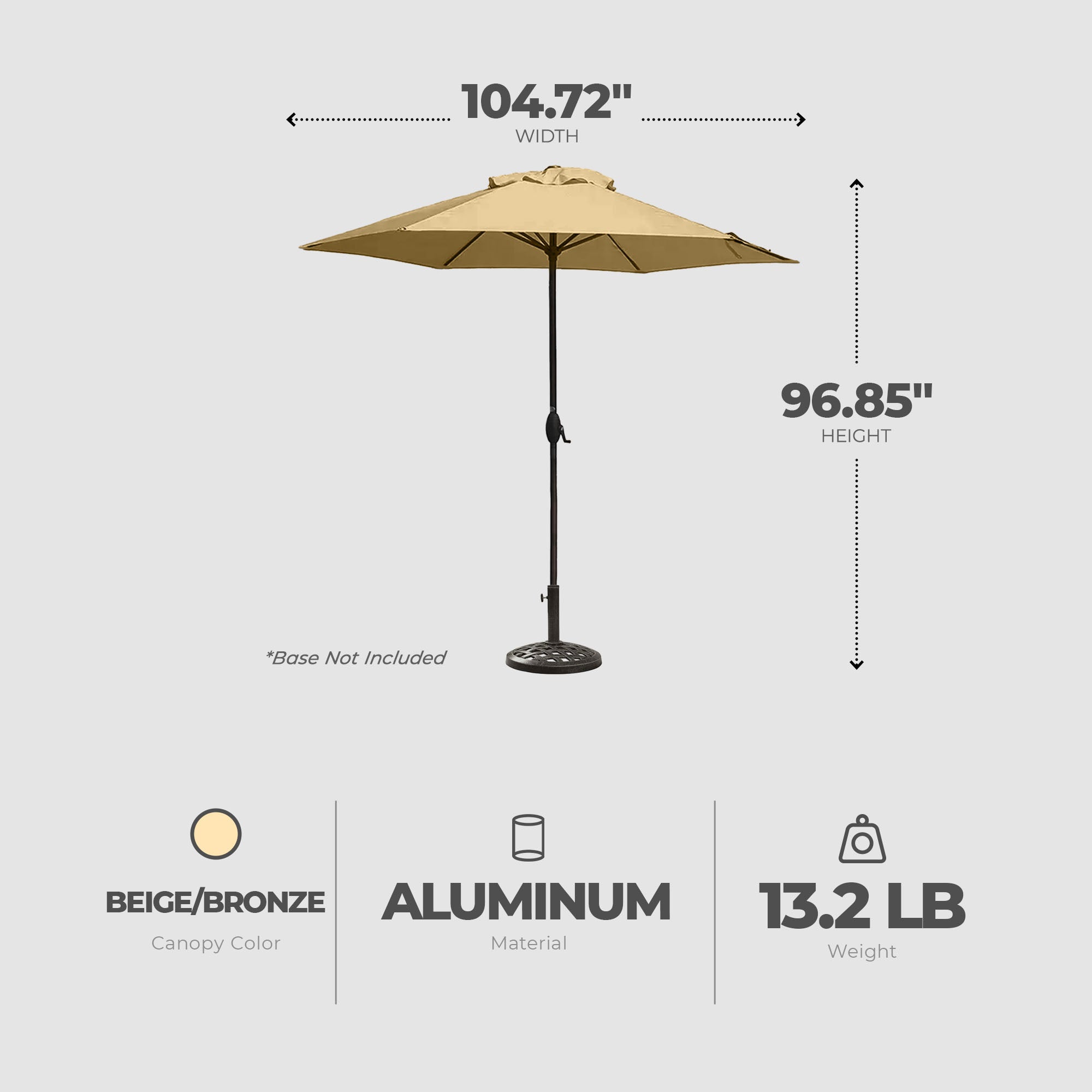 Four Seasons Courtyard 9 Foot Cambridge Market Umbrella with Push Button Tilt - VMInnovations