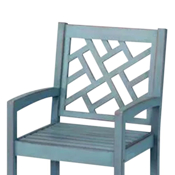 Four Seasons Courtyard Distressed 22” Hardwood Patio Chair, Blue (For Parts) - VMInnovations