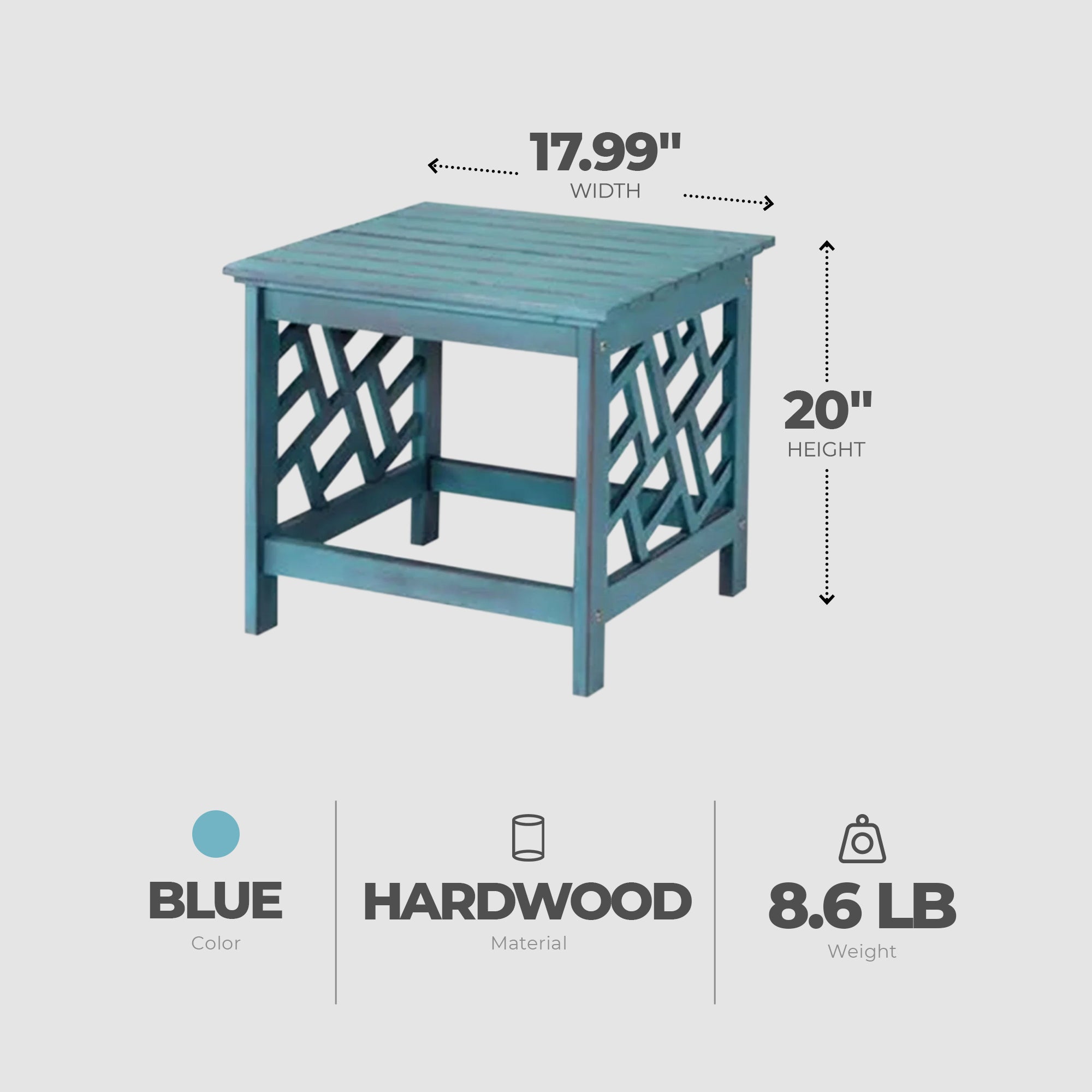 Four Seasons Courtyard 18 Inch Distressed Hardwood Portland Patio End Table - VMInnovations
