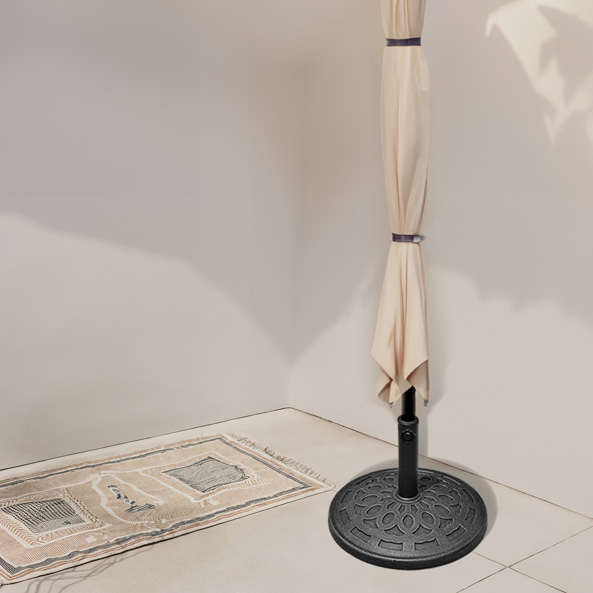 Four Seasons Courtyard 18 Inch Umbrella Base Fits Up To 2" Umbrella Pole, Black - VMInnovations