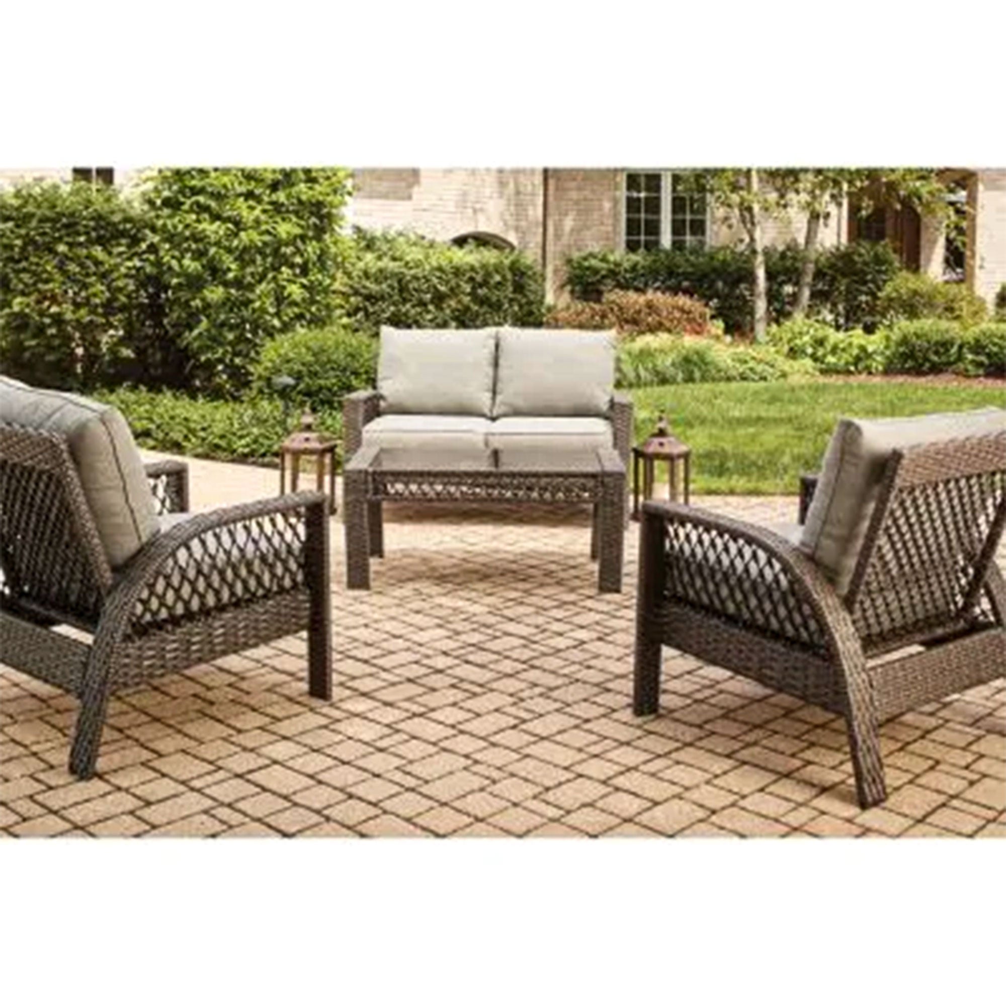 Four Seasons Courtyard Coral Bay 4 Piece Deep Seating Set with Cushioned Chairs - VMInnovations