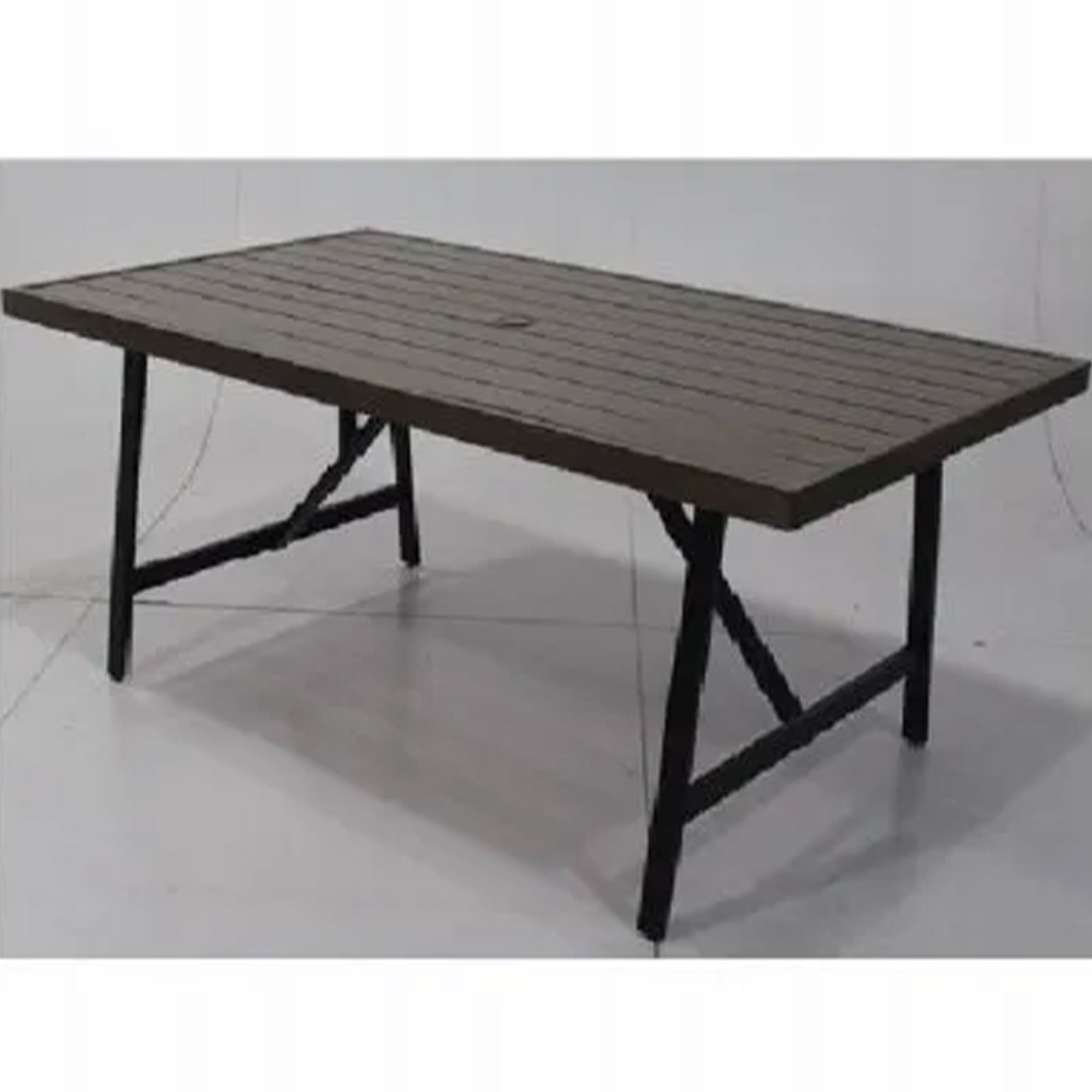 Four Seasons Courtyard 2 Tone Aluminum Slat Top Patio Dining Table (Open Box) - VMInnovations