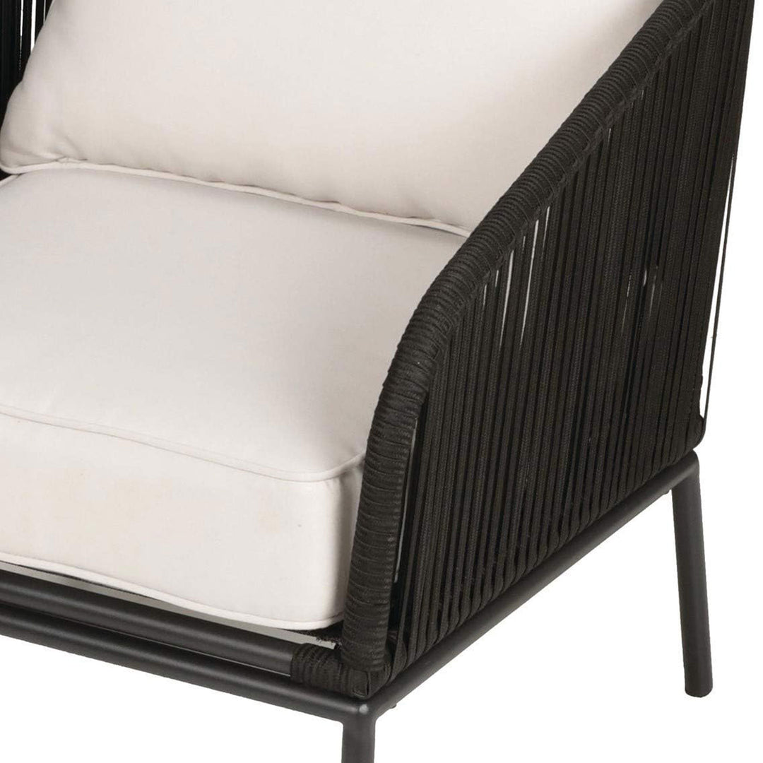 Four Seasons Courtyard Carrabelle 3pc Chat Set w/Woven Rope Design, Black (Used) - VMInnovations