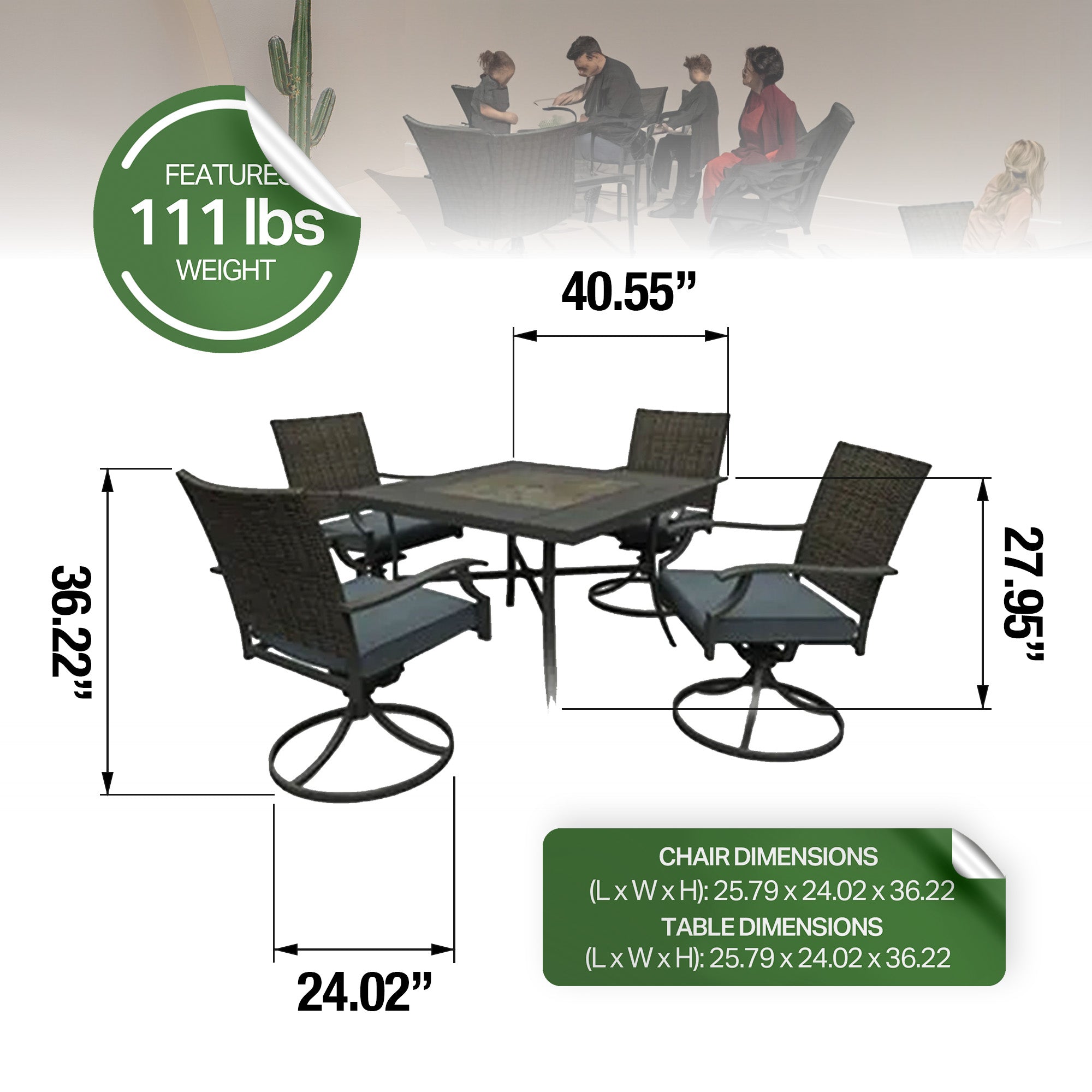 Four Seasons Courtyard Belmont 5 Piece All Weather Patio Furniture Dining Set