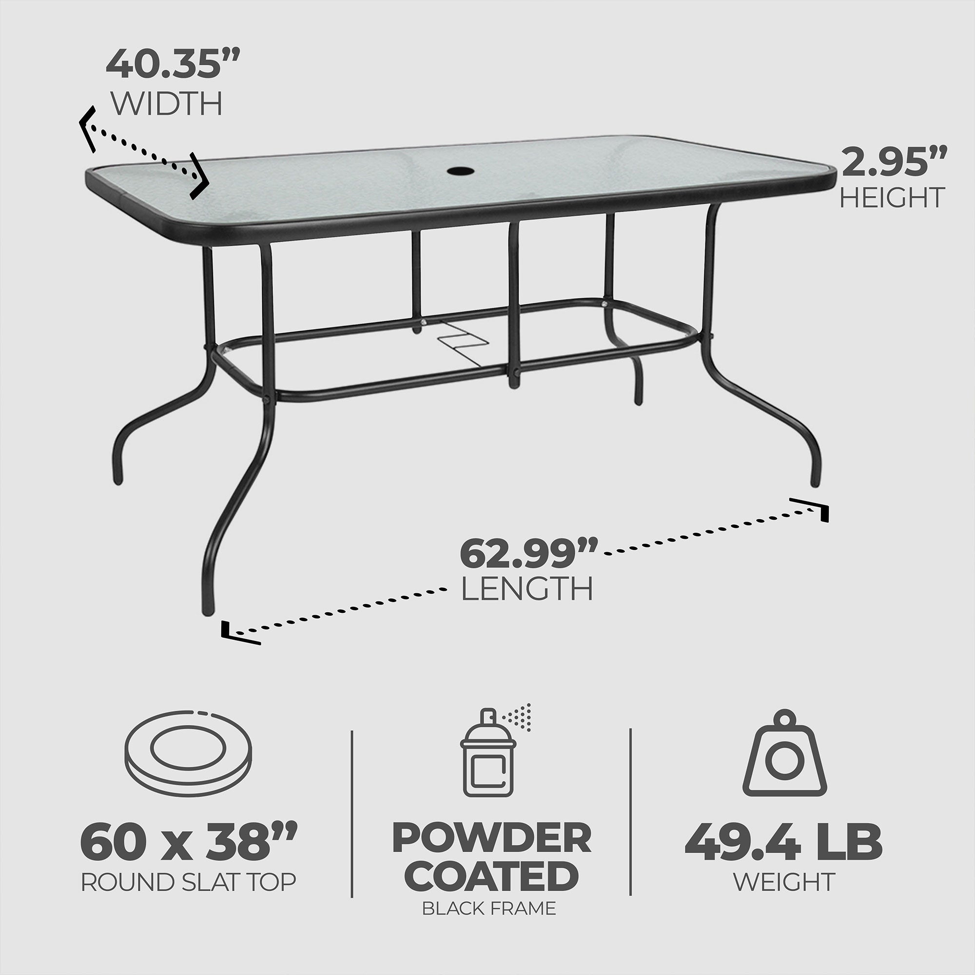 Four Seasons Courtyard Sunny Isle Glass Top Dining Table w/Tempered Glass (Used) - VMInnovations