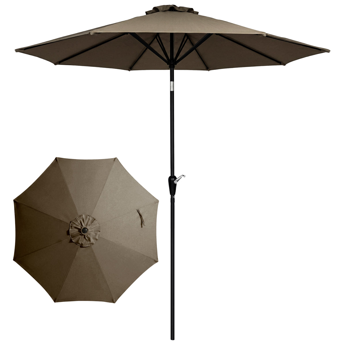 Four Seasons Courtyard 9ft Olefin Fabric Belmont Market Umbrella, Taupe (Used) - VMInnovations