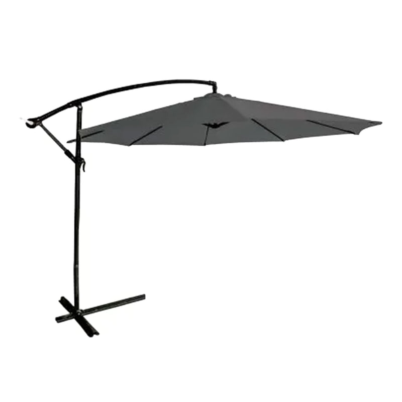 Four Seasons Courtyard 11.5 Foot Offset Patio Umbrella, Charcoal Gray Fabric