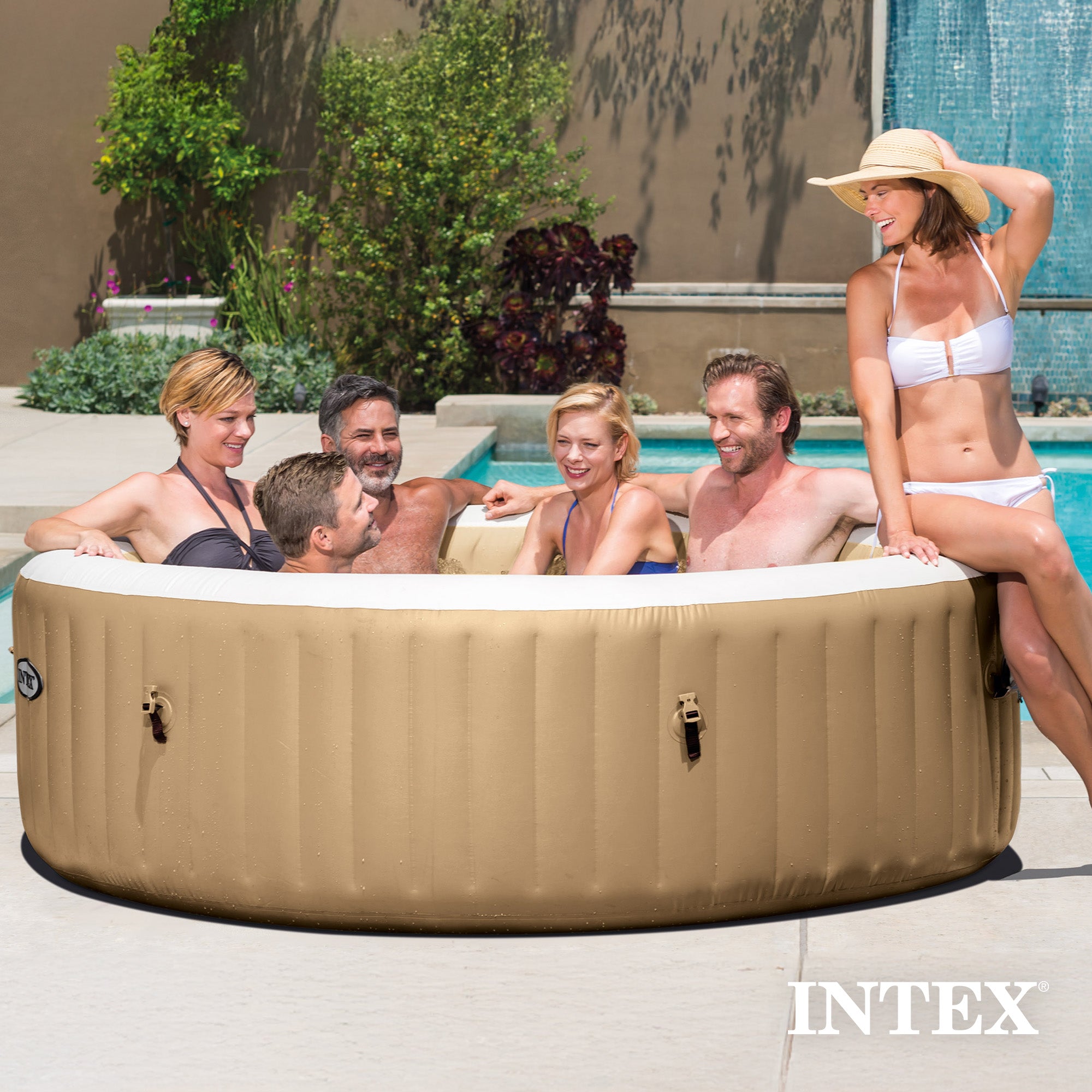 Intex PureSpa 6 Person Bubble Massage Inflatable Hot Tub Spa Set, Sahara Tan (For Parts) - VMInnovations