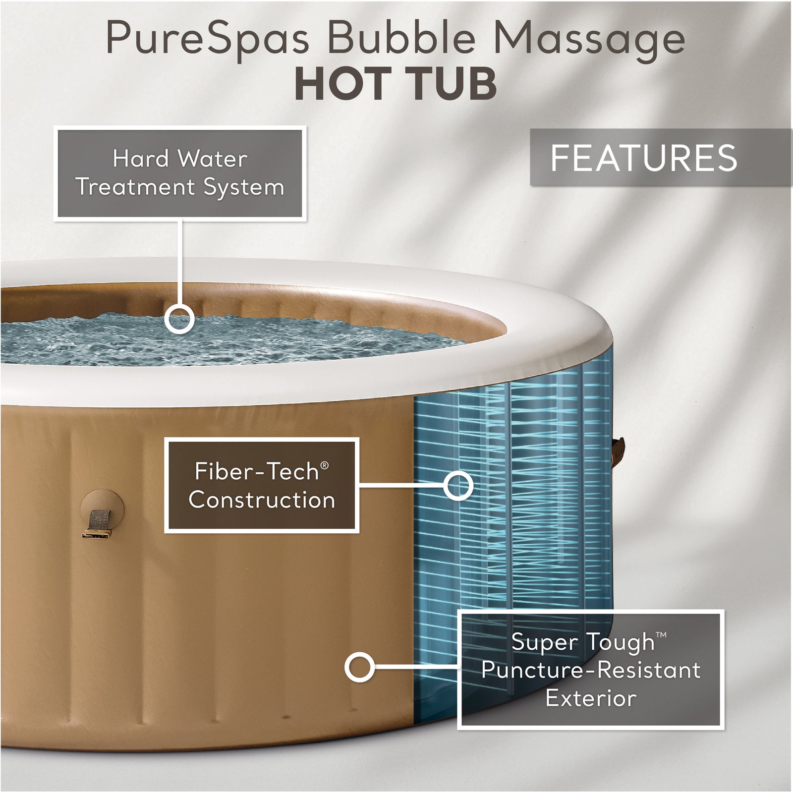 Intex 6 Person Bubble Massage Inflatable Hot Tub Spa Set, Sahara Tan (Used) - VMInnovations