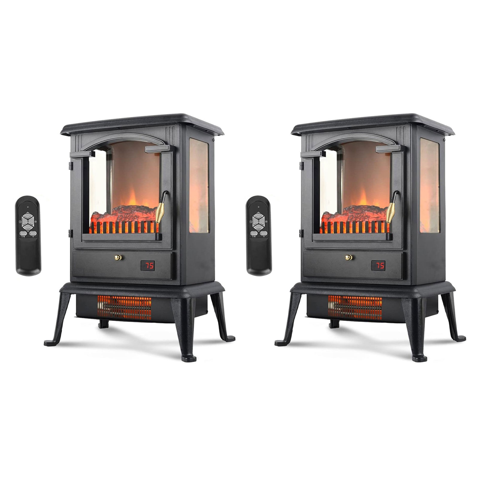 VOLTORB Freestanding Portable Electric Fireplace Heater Stove w/Remote (2 Pack) - VMInnovations