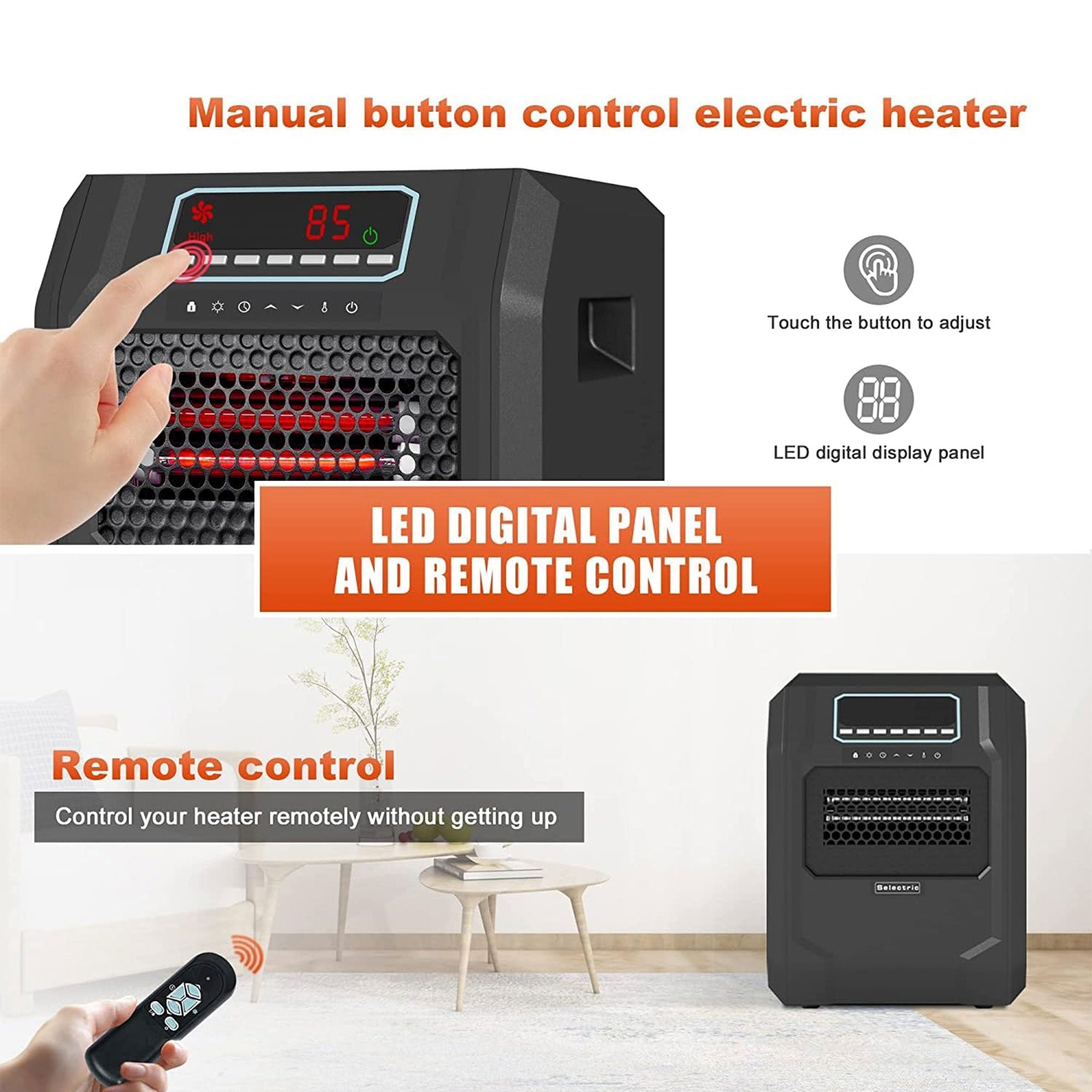 VOLTORB Portable Electric Space Heater w/Remote Control & Fan Only Mode (3 Pack) - VMInnovations