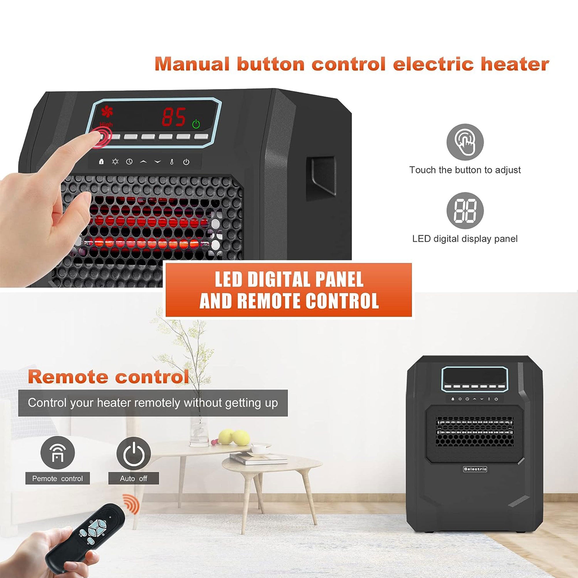 VOLTORB Portable Corded Electric Space Heater w/3 Heat Settings, Black (4 Pack) - VMInnovations