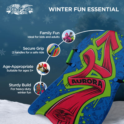 Flexible Flyer Aurora 36 Inch Foam Slider Snow Sled for Kids and Adults (3 Pack)