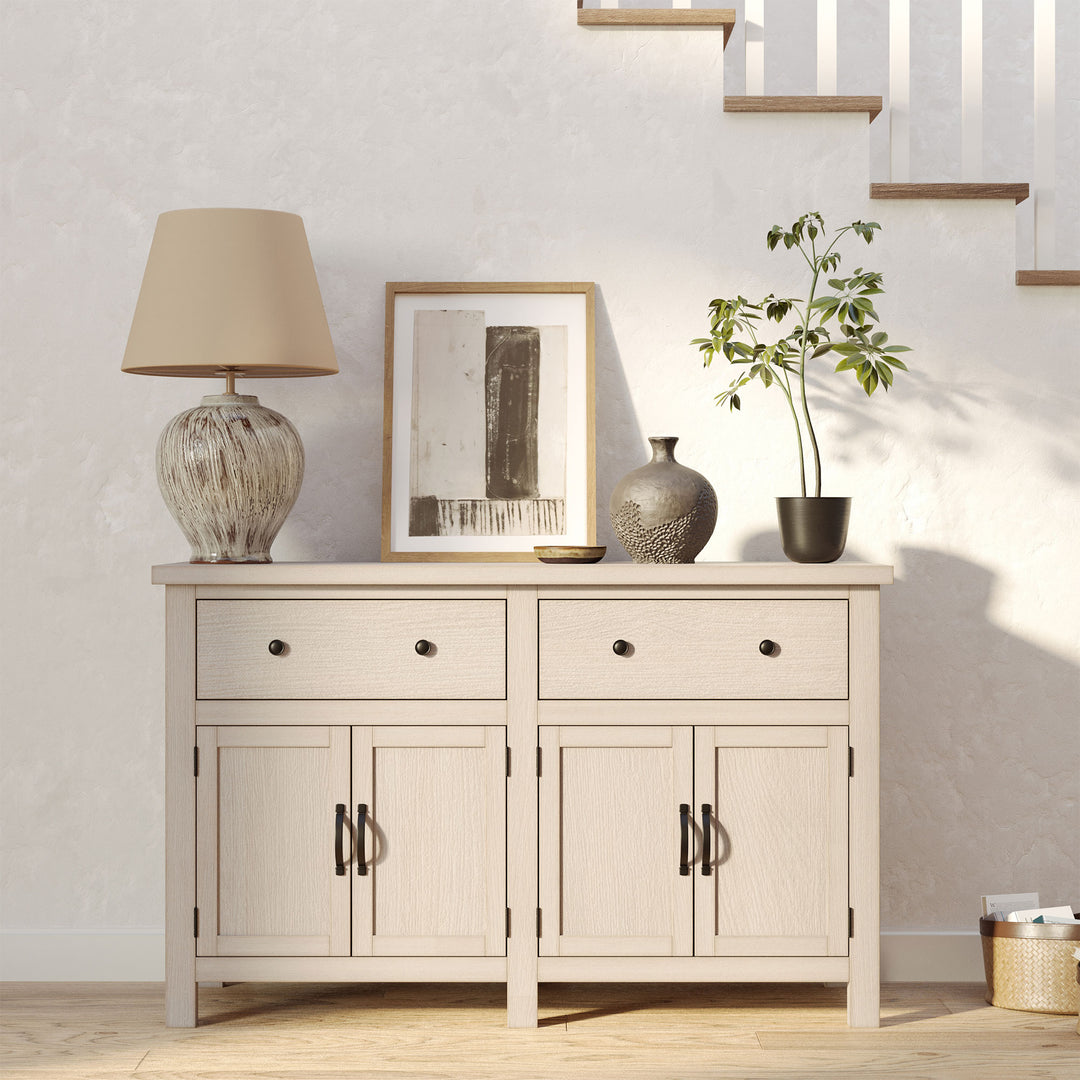 Maven Lane Felix Rustic Wooden Sideboard in Weathered White Finish - VMInnovations