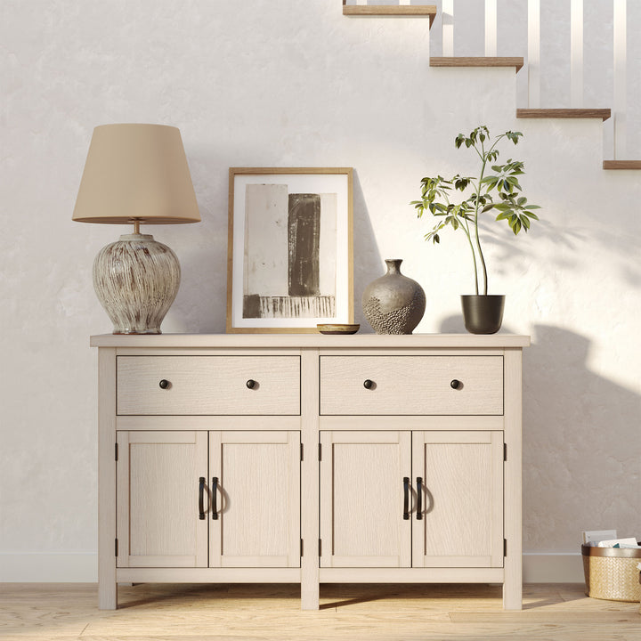 Maven Lane Felix Rustic Wooden Sideboard in Weathered White Finish - VMInnovations