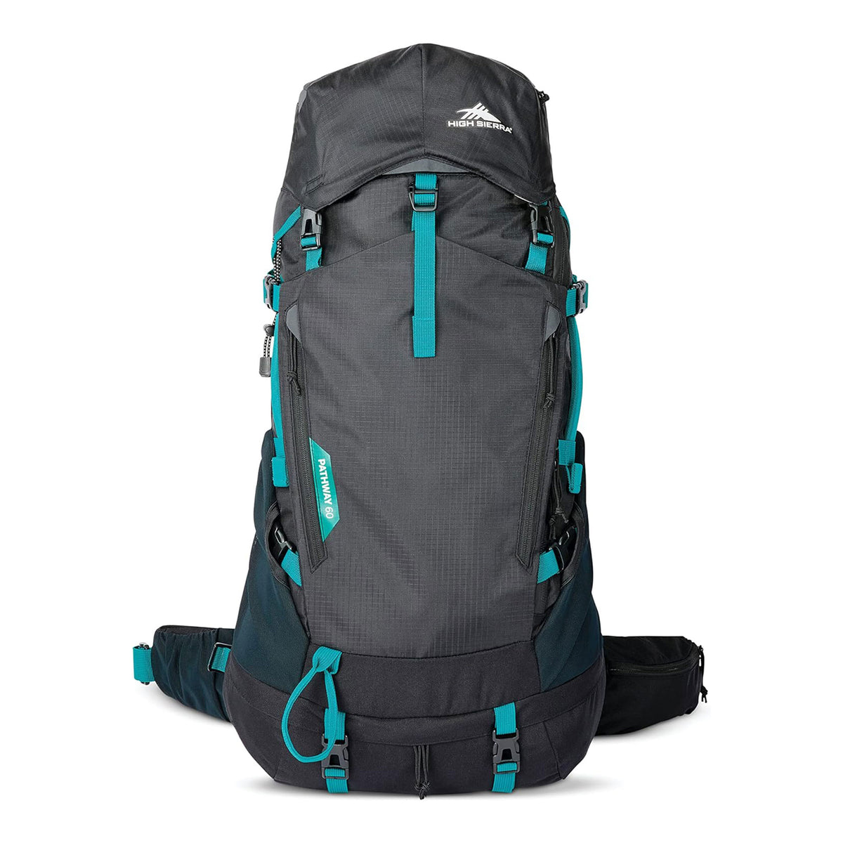 High Sierra 60L Pathway 2.0 Backpack w/ Hydration Storage for Hiking, Black