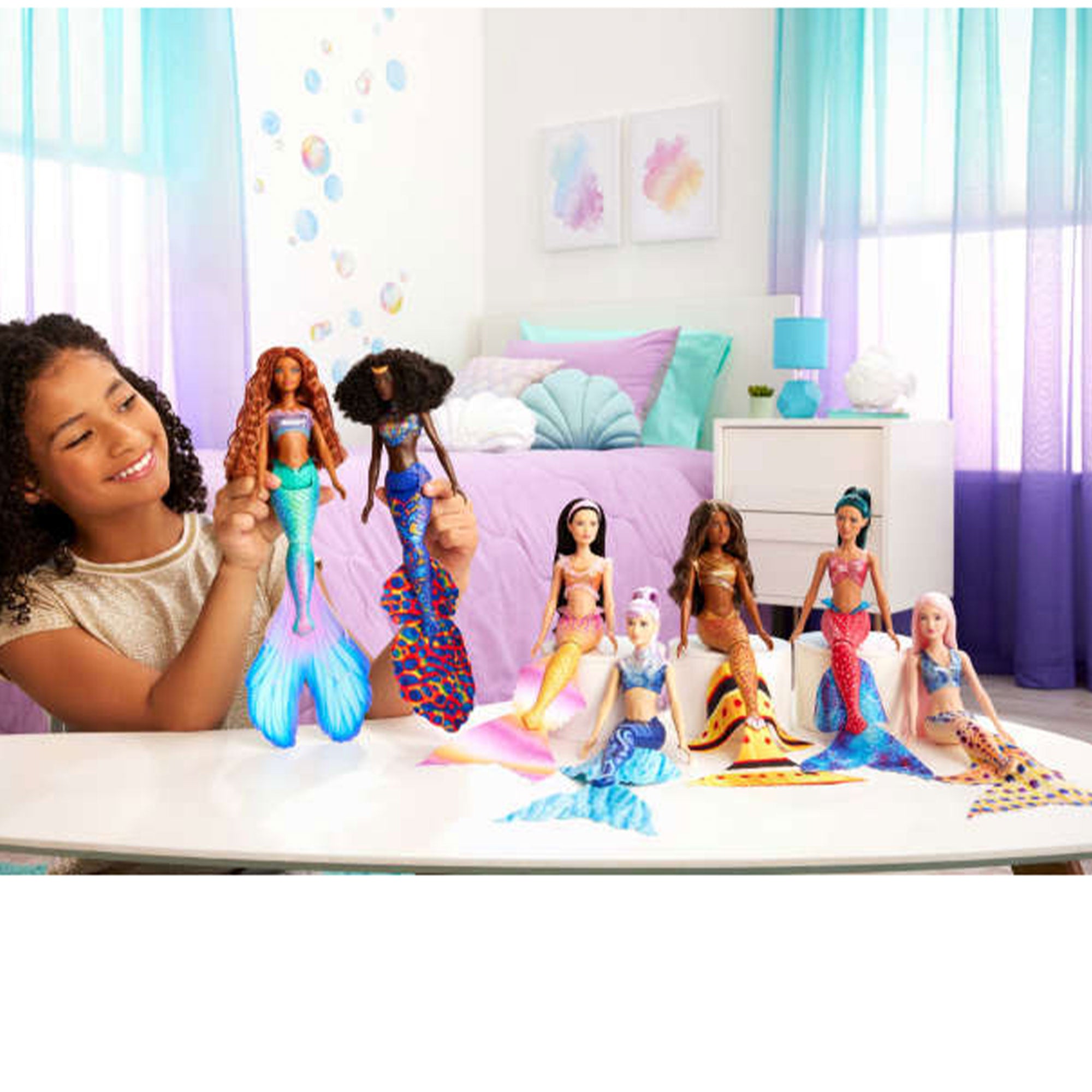 Disney the Little Mermaid Ariel And Sisters Small Doll Set With 7 Mermaid Dolls - VMInnovations