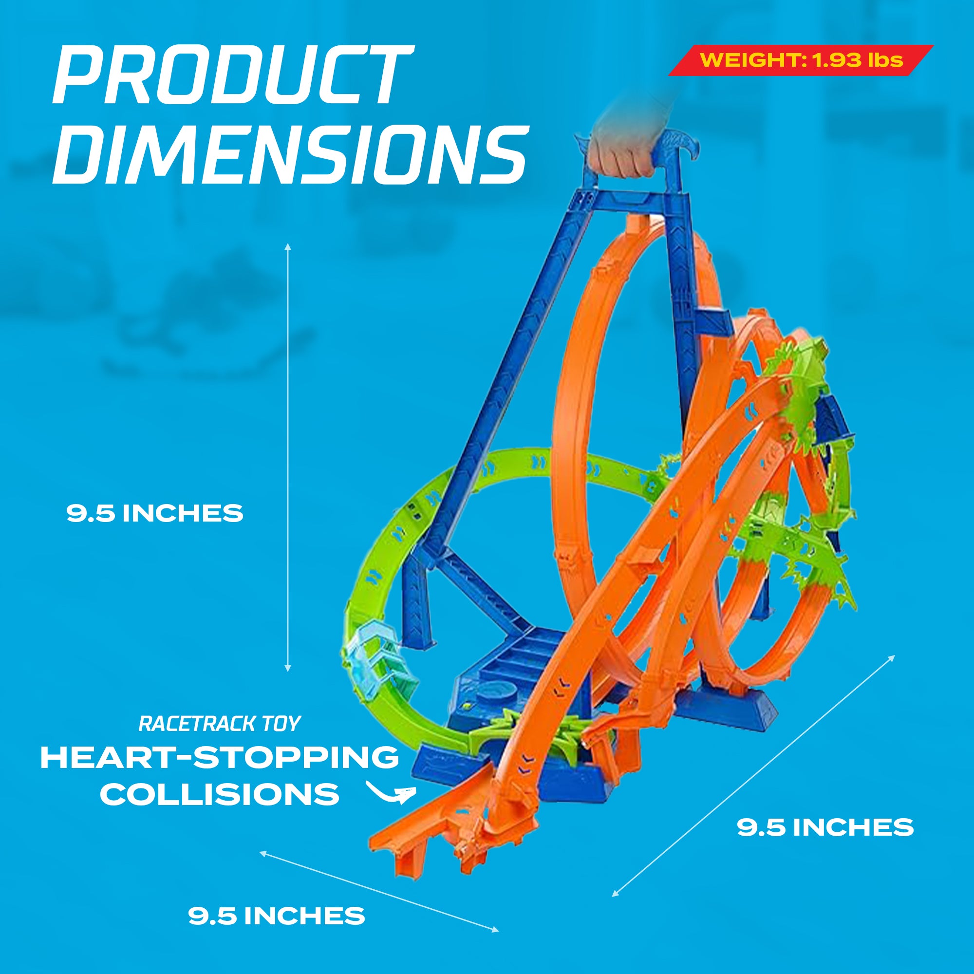 Hot Wheels Track w/5 Crash Zones, Motorized Booster, 1 Car, & 2 Loops (Open Box) - VMInnovations