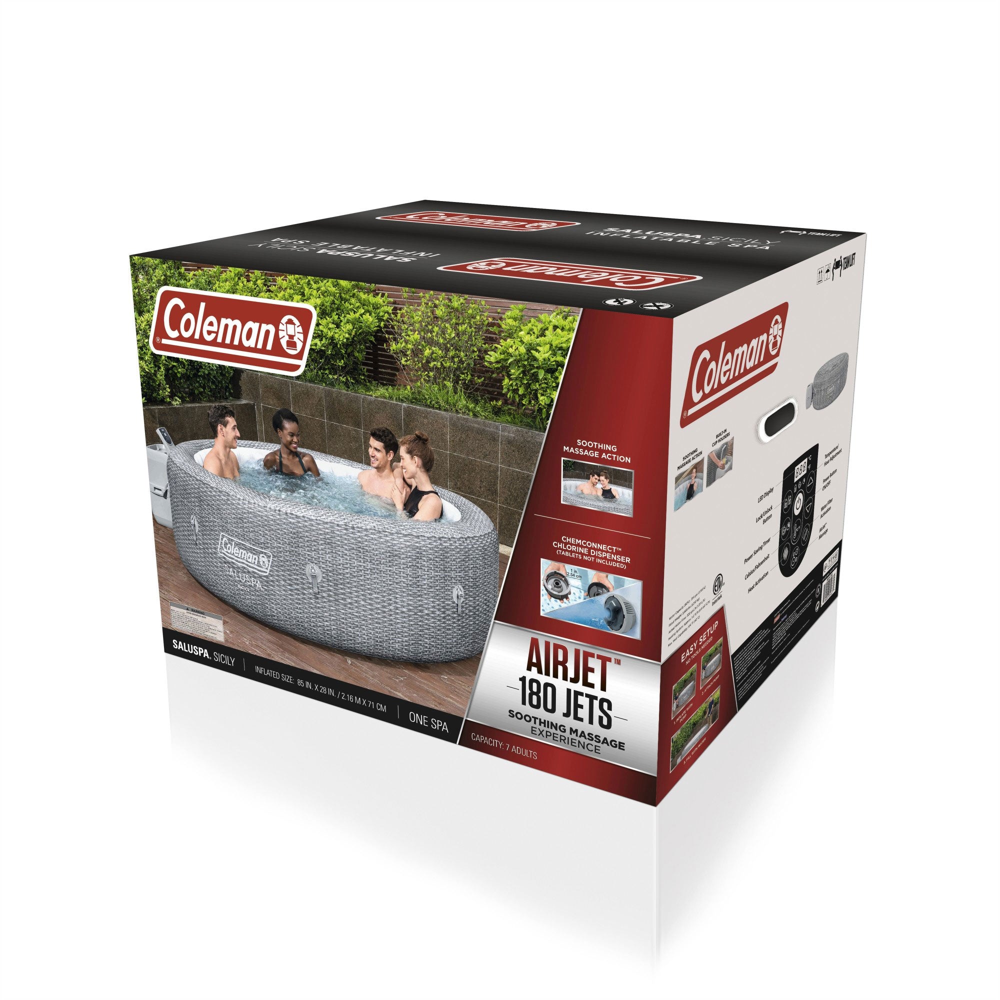 SaluSpa LED Soothing Spa Waterfall Accessory w/Sicily AirJet Inflatable Hot Tub