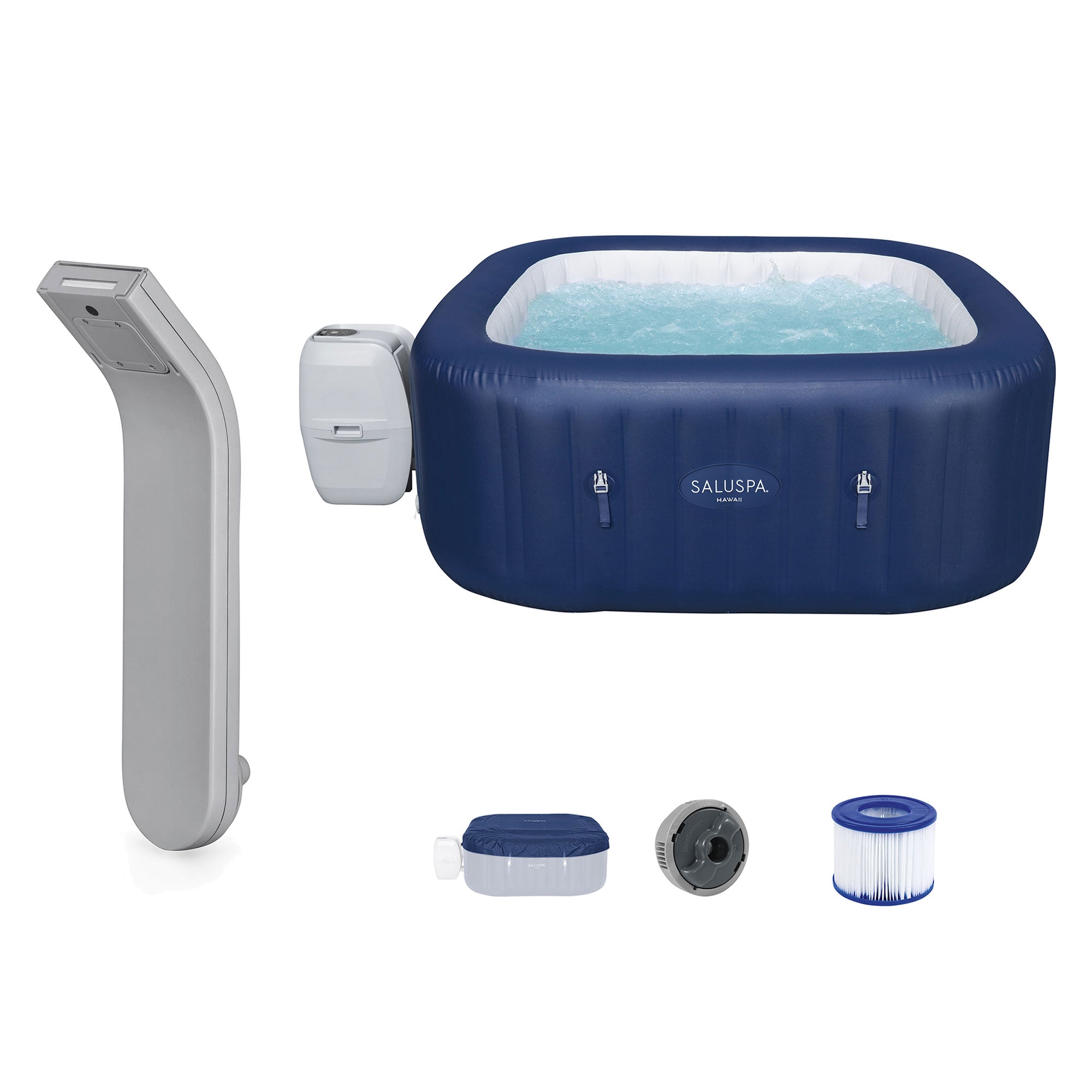 SaluSpa LED Spa Waterfall Accessory w/Bestway AirJet Inflatable Round Hot Tub - VMInnovations