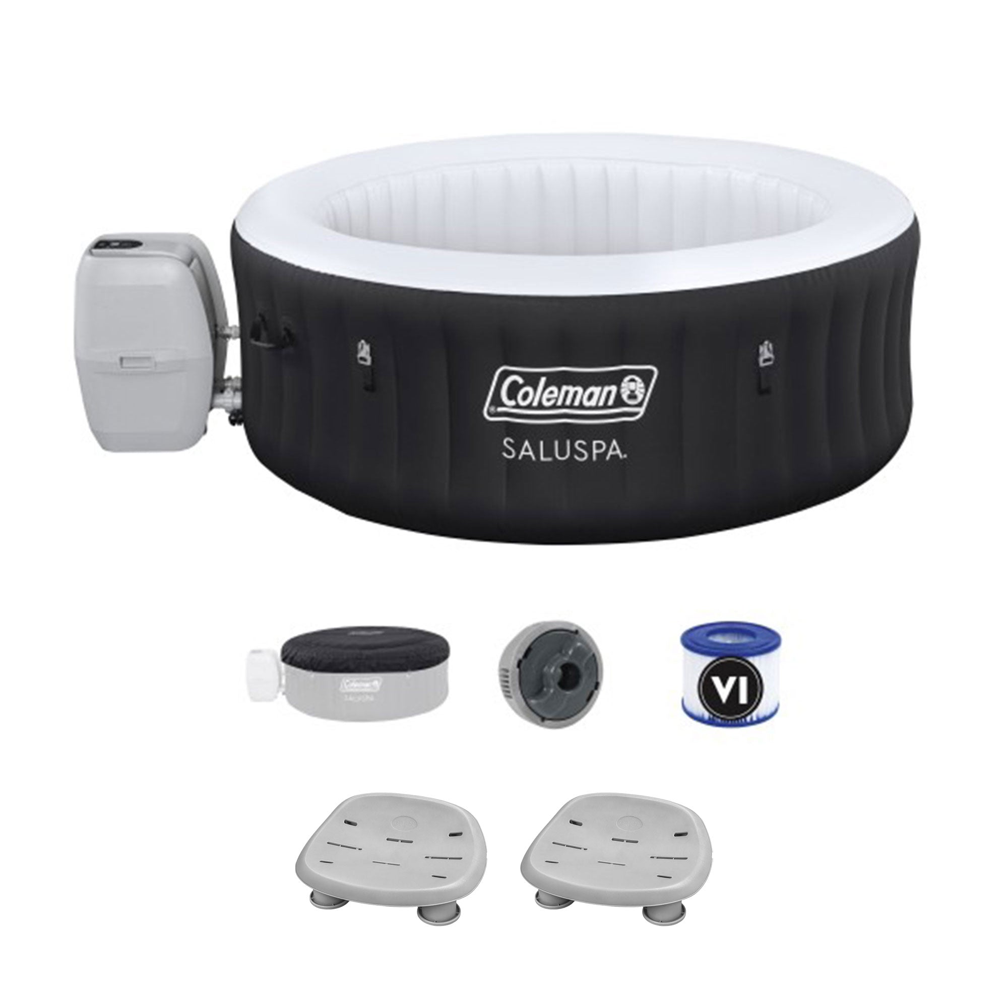 Coleman SaluSpa Round AirJet Hot Tub with Bestway 2 Sets SaluSpa Pool/Spa Seat - VMInnovations