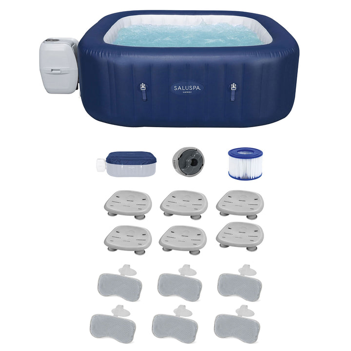 Bestway Hawaii Inflatable Hot Tub with 6 SaluSpa Spa Seat and 2 Headrest Pillows