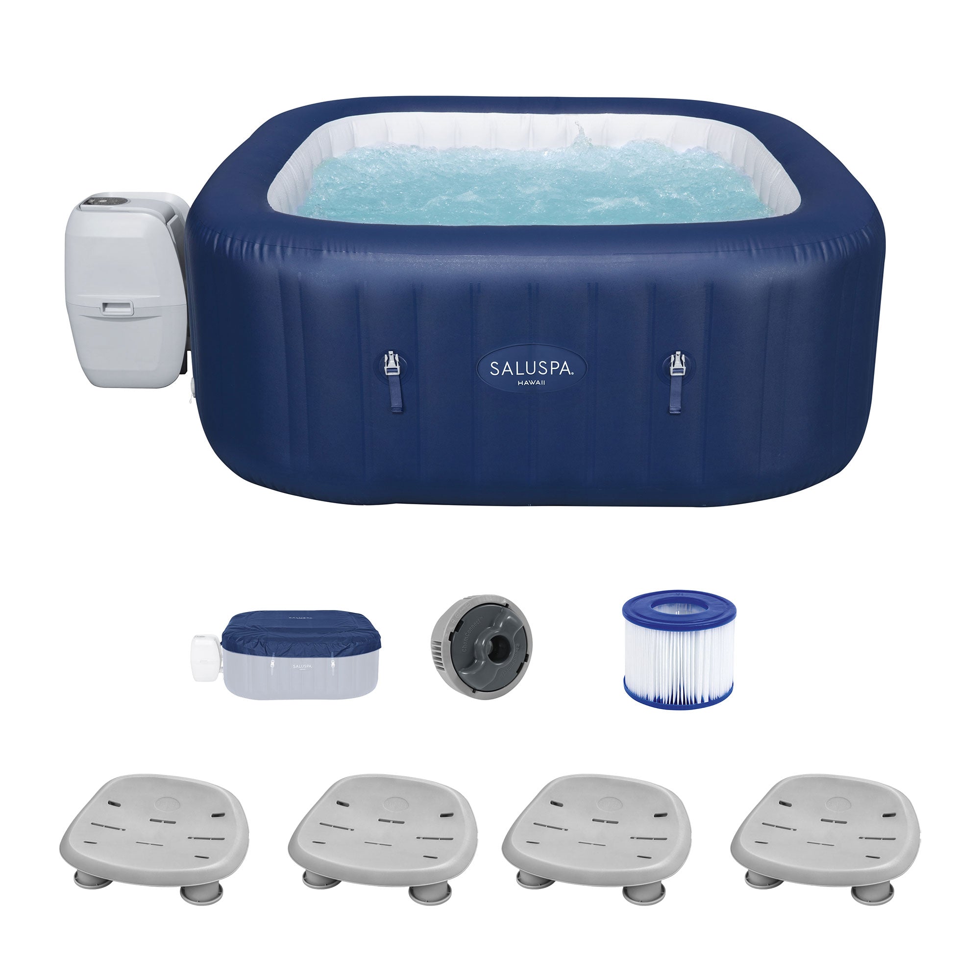Bestway SaluSpa Hawaii AirJet Hot Tub w/4 Bestway SaluSpa Underwater Pool Seat
