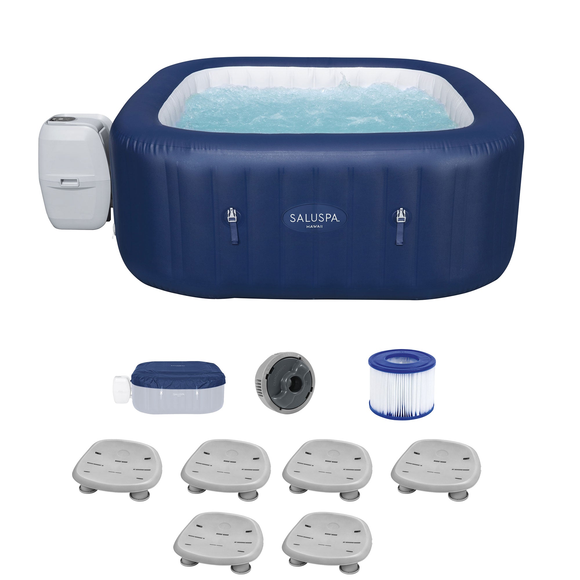 Bestway SaluSpa Hawaii AirJet Hot Tub w/6 Bestway SaluSpa Underwater Pool Seat - VMInnovations