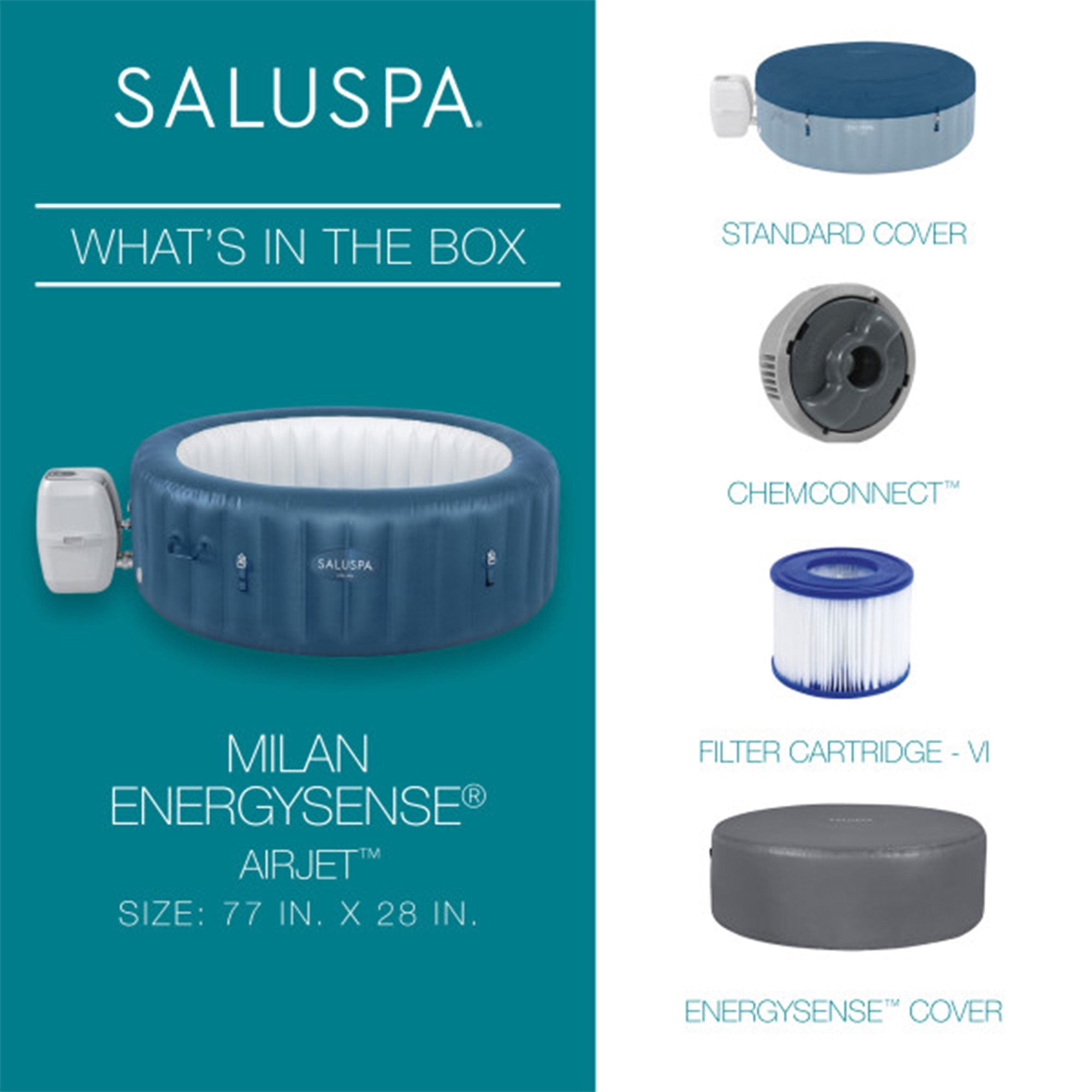 Bestway SaluSpa Milan Inflatable Hot Tub + Bestway SaluSpa Spa Seat (2 Pack))
