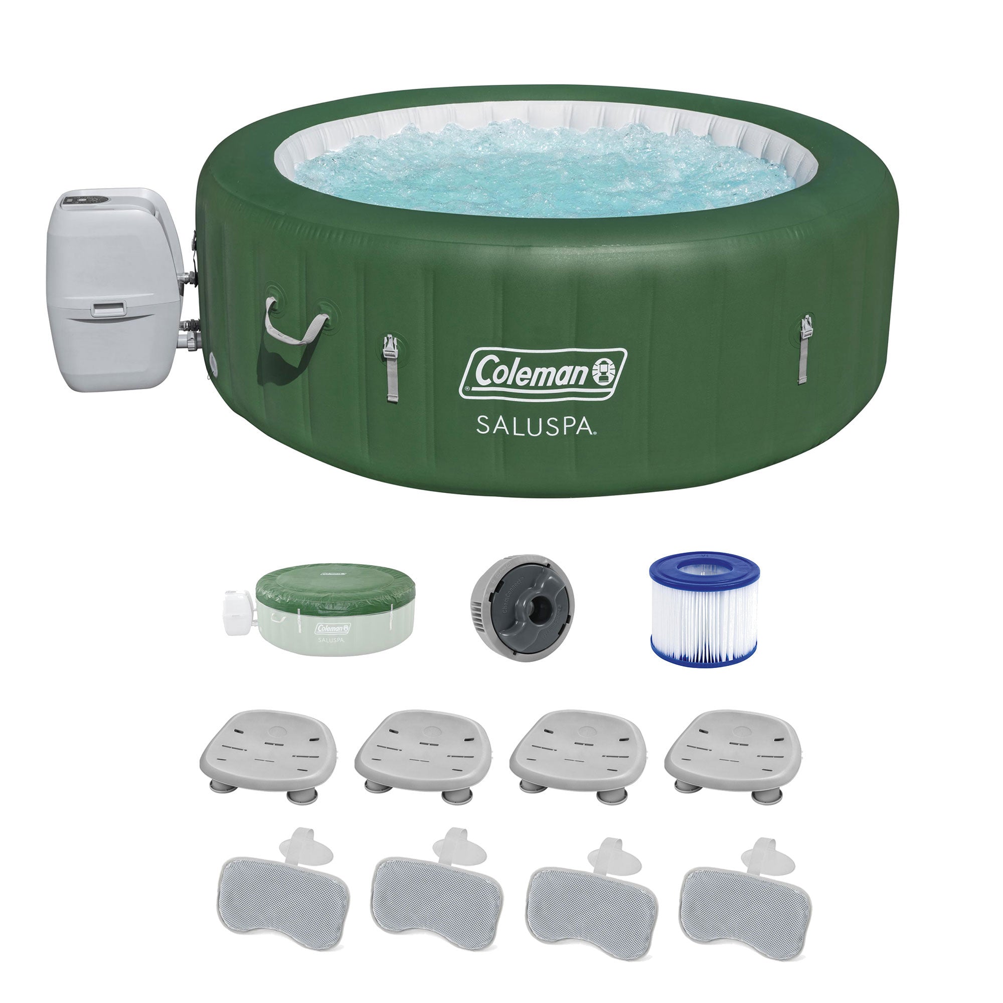 Coleman SaluSpa AirJet Hot Tub w/Bestway SaluSpa Seats (4 Pk) & Headrests (4 Pk)