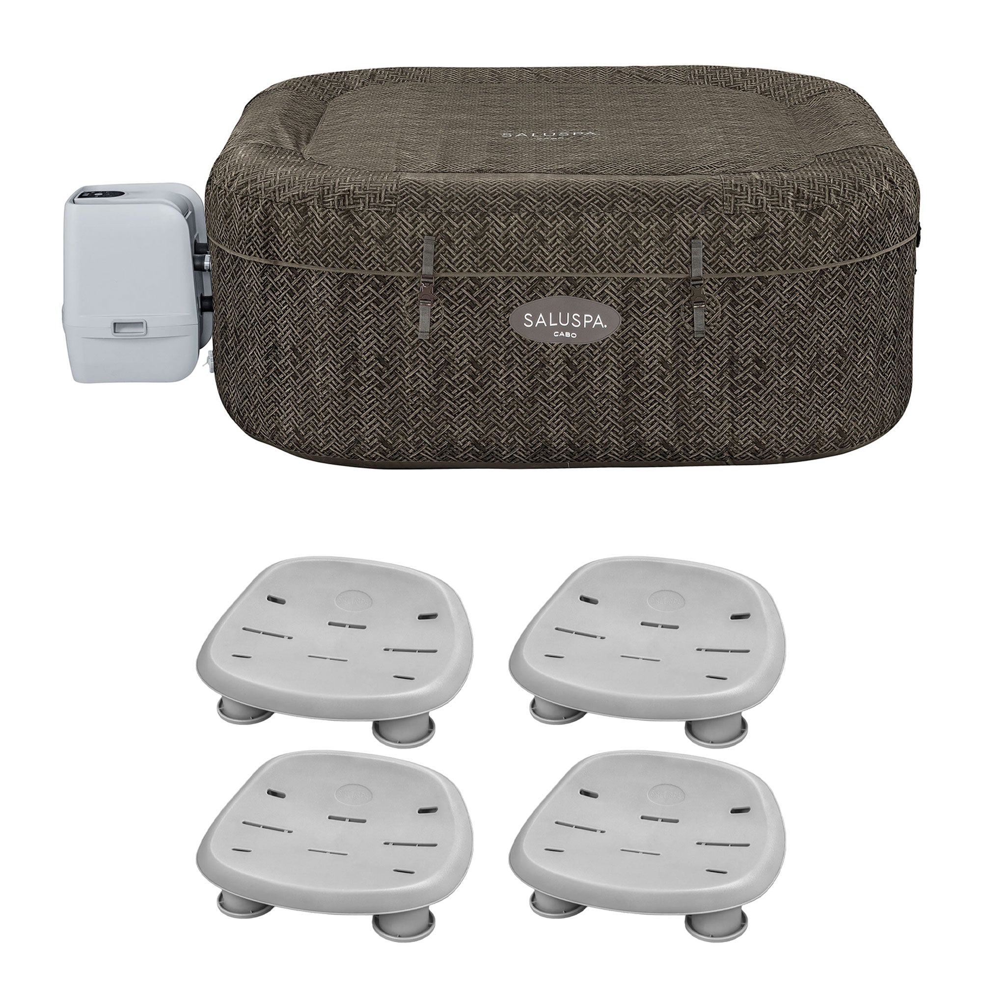 Bestway SaluSpa AirJet Inflatable Square Hot Tub with 4 Non Slip Pool & Spa Seat