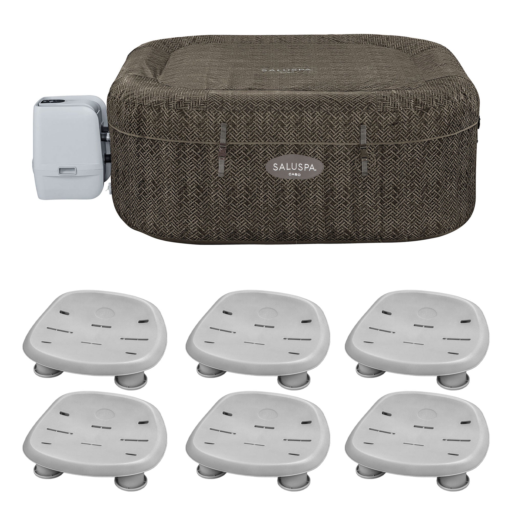 Bestway AirJet Inflatable Hot Tub with Set of 6 SaluSpa Non Slip Pool & Spa Seat - VMInnovations