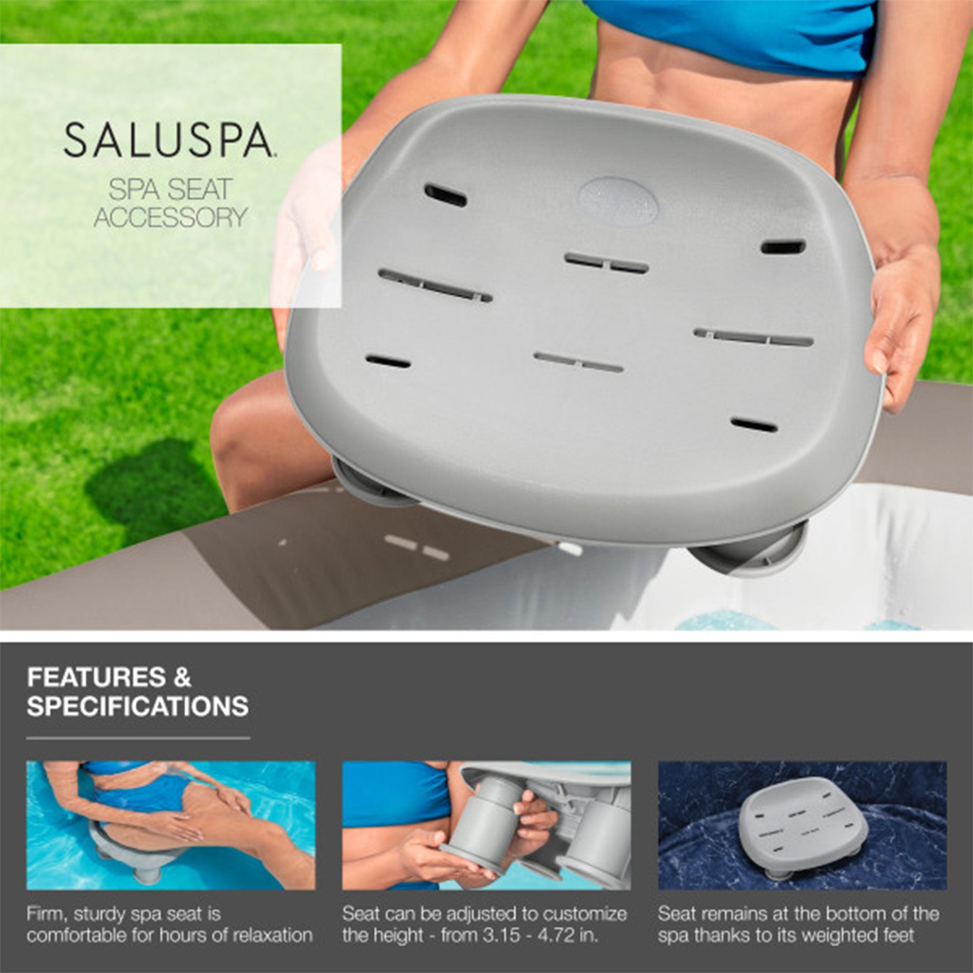 Bestway Miami SaluSpa Hot Tub w/Set of 4 Spa Seats and 4 Padded Headrest Pillows - VMInnovations