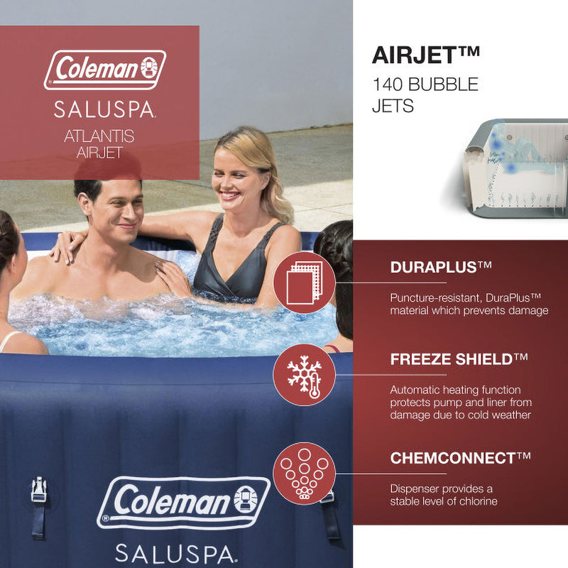 Coleman SaluSpa Atlantis Hot Tub w/ 2 Bestway Spa Seat & 2 Headrest Pillows