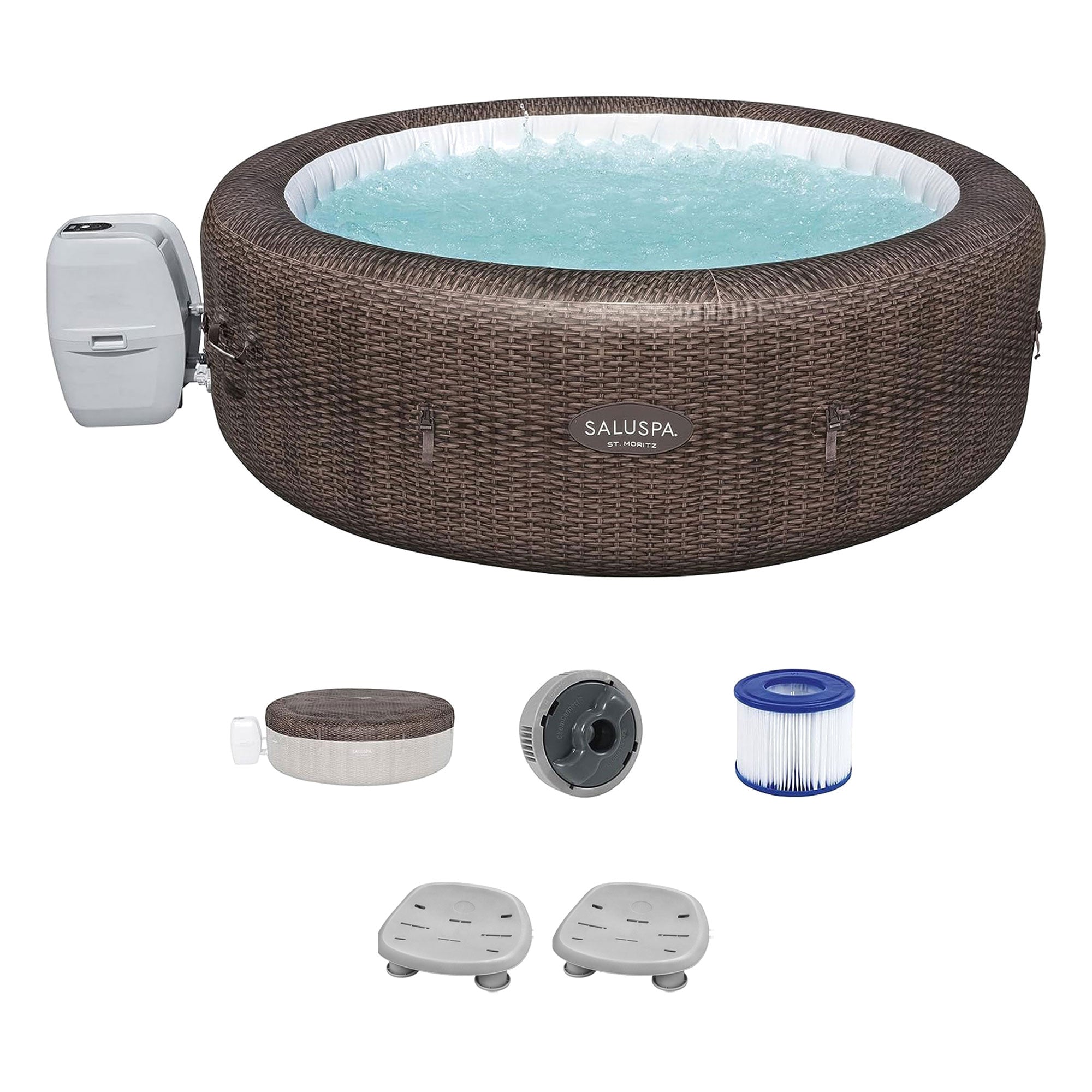 Bestway St Moritz AirJet Inflatable Hot Tub with 2 SaluSpa Non-Slip Spa Seat - VMInnovations