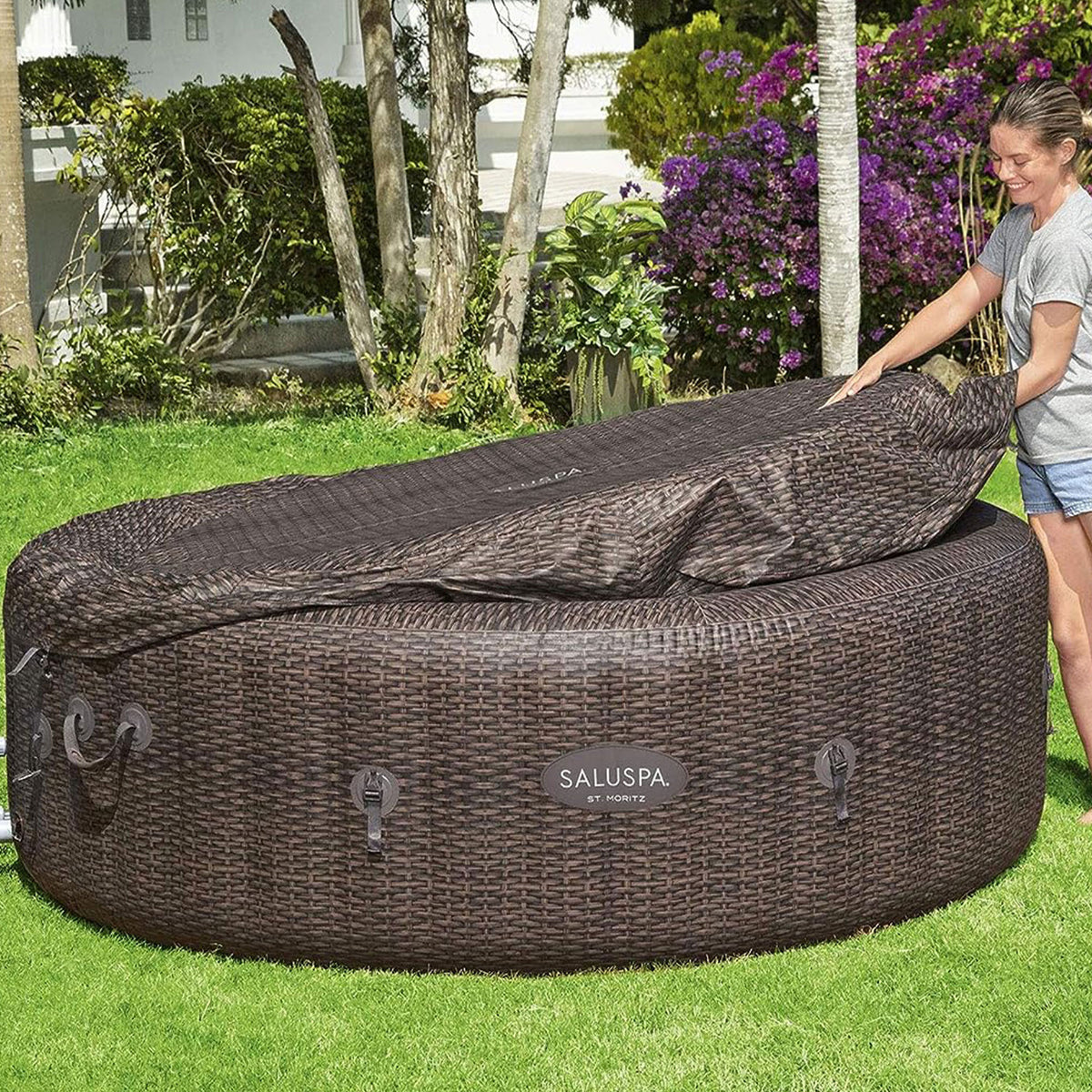 Bestway St Moritz AirJet Inflatable Hot Tub with 2 SaluSpa Non-Slip Spa Seat